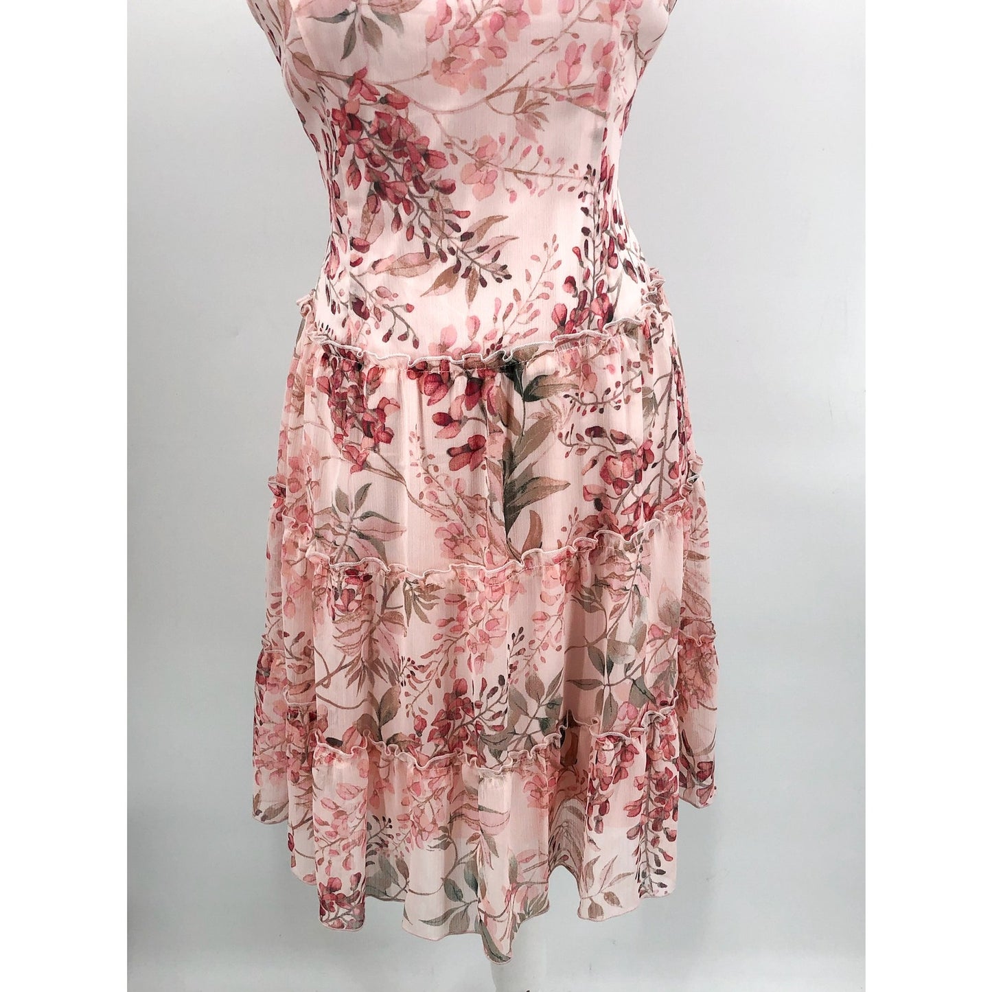 CONNECTED APPAREL Women's Sleeveless Chiffon Dress Size 4 Pink Floral Print NWT