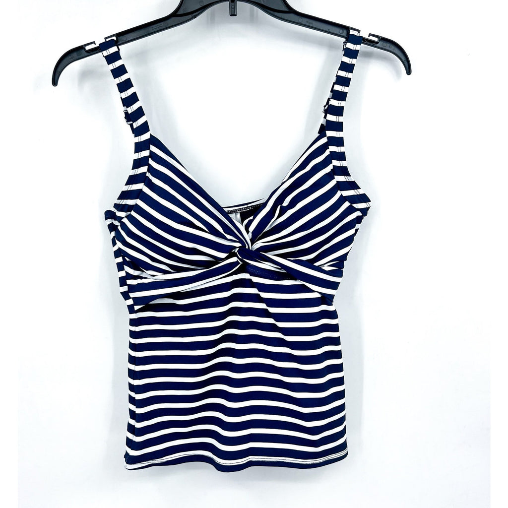 TOMMY BAHAMA Coastline Stripe Underwire Tankini Top Large Blue White NWT