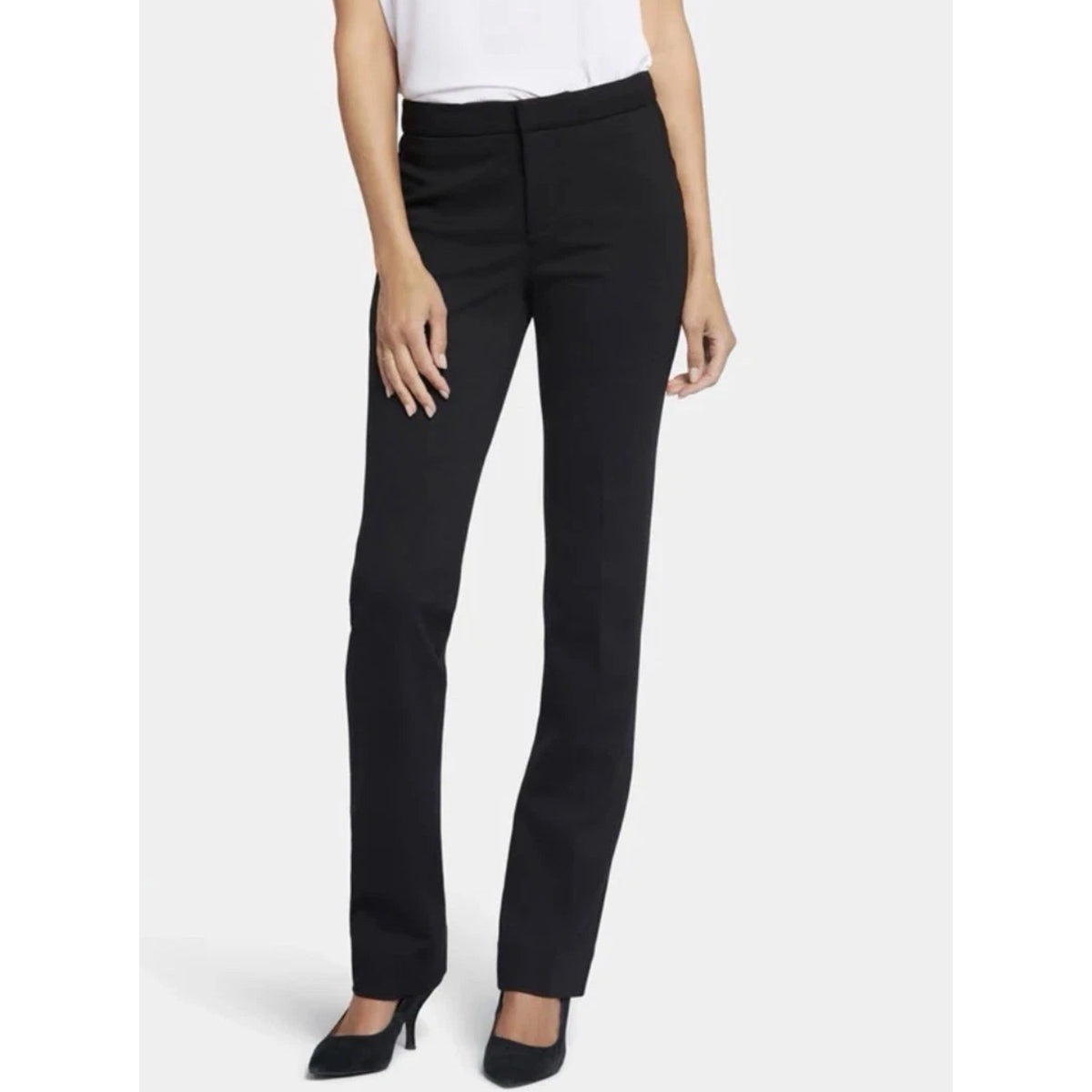 NYDJ Women's Slim Trouser Pants Size 12 Black Ponte Knit High Rise NWT