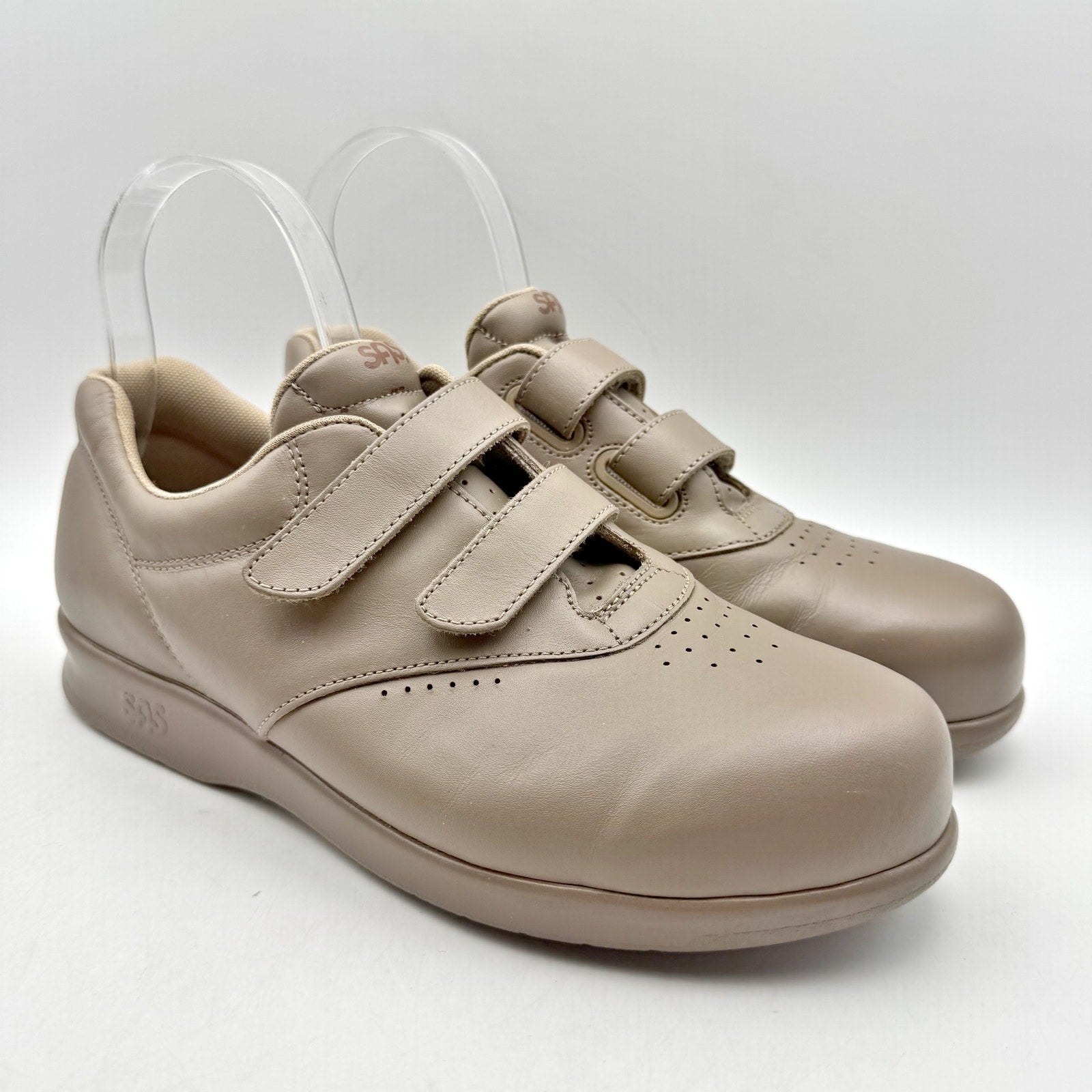 SAS Womens Me Too Adjustable Comfort Shoe US 8.5 W EU 39 Taupe Leather NIB