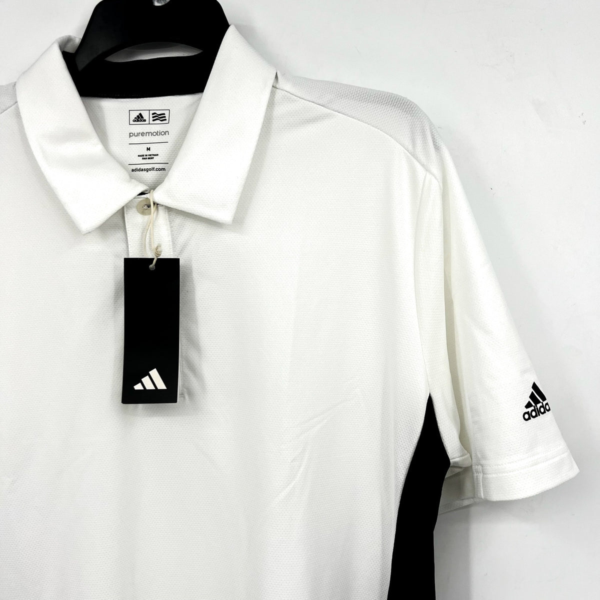 ADIDAS Men's Puremotion Colorblock 3-Stripes Polo Shirt Medium White Black NWT
