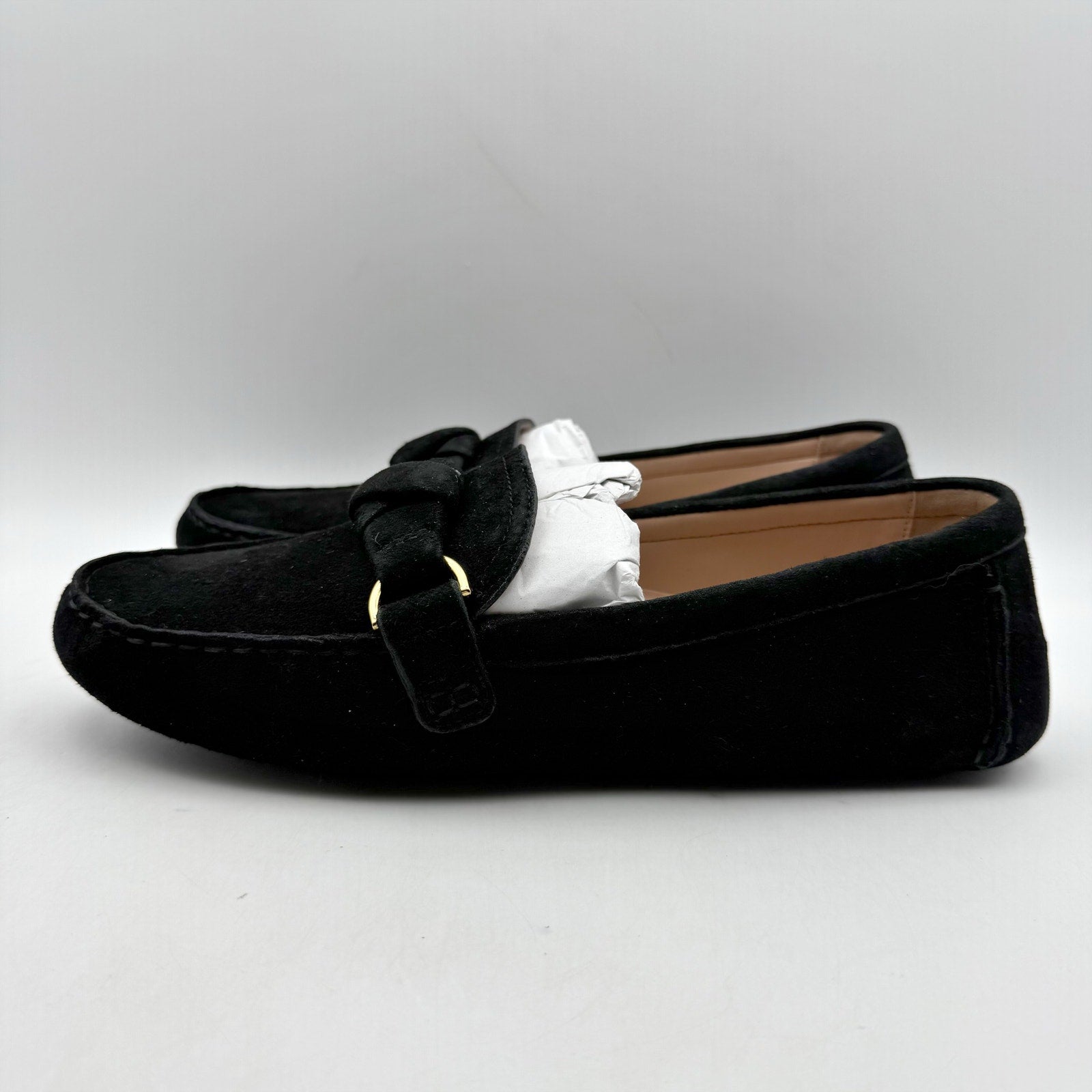 Cole Haan Womens Emmie Knot Driver Loafers US 8 B EU 38.5 Black Suede NIB