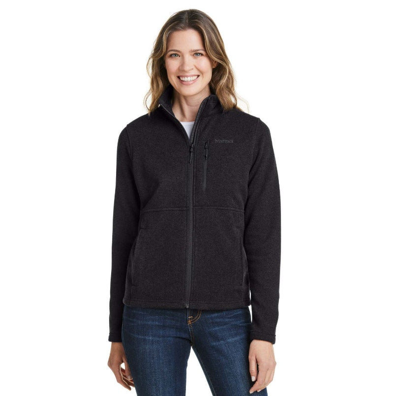MARMOT Womens Dropline Fleece Jacket Medium Black Full Zip Outdoor Layer NWOT