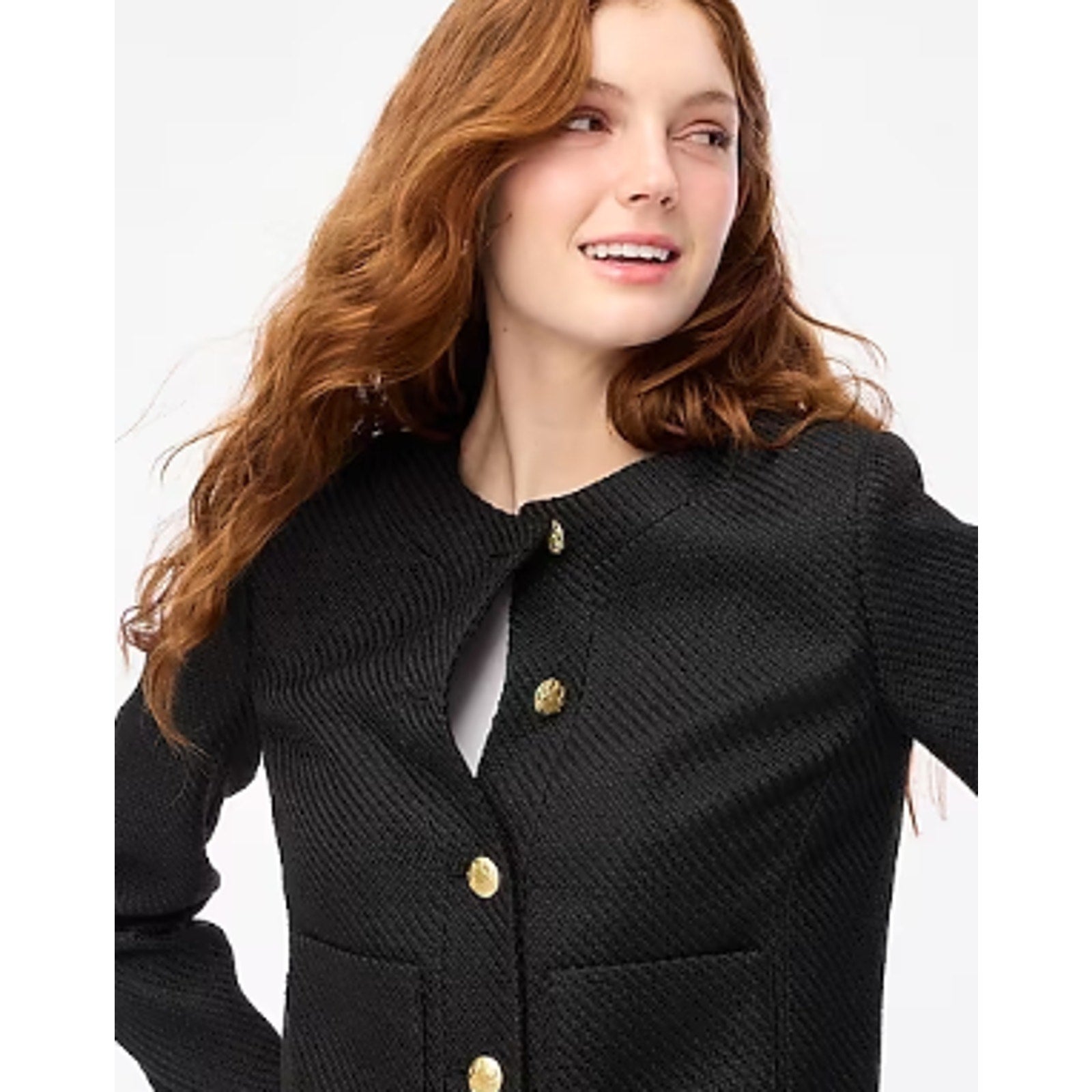 J.Crew Womens Tweed Lady Jacket 00 Petite True Black Blazer BS929 NWT