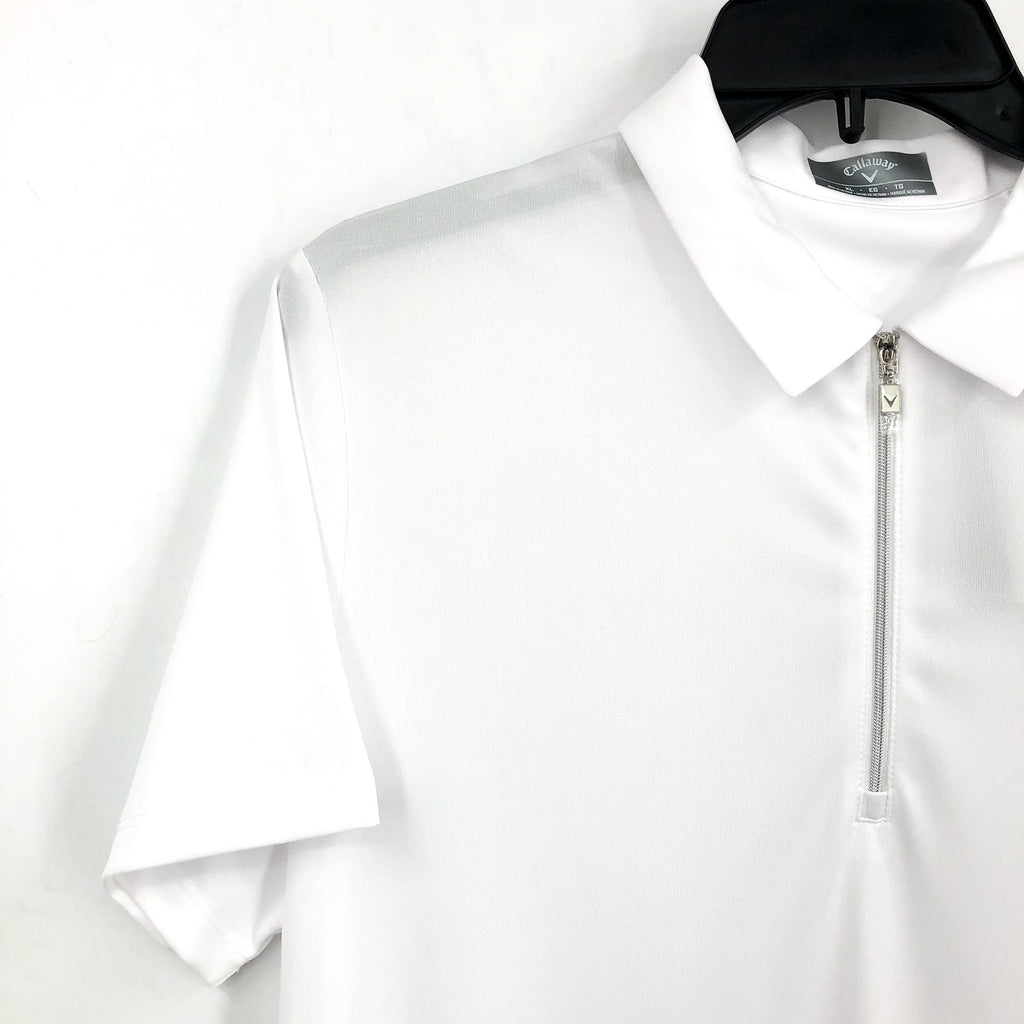 CALLAWAY Quarter Zip Short Sleeve Heather Golf Polo Shirt XL Brillant White NWT