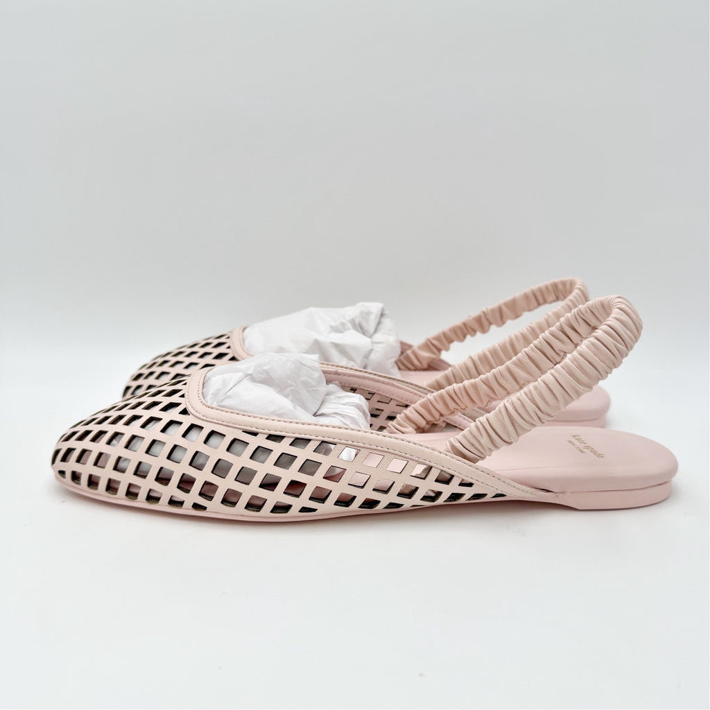 Kate Spade Womens Eloise Slingback Flats Size 9 B Pink Leather Laser Cutout NIB