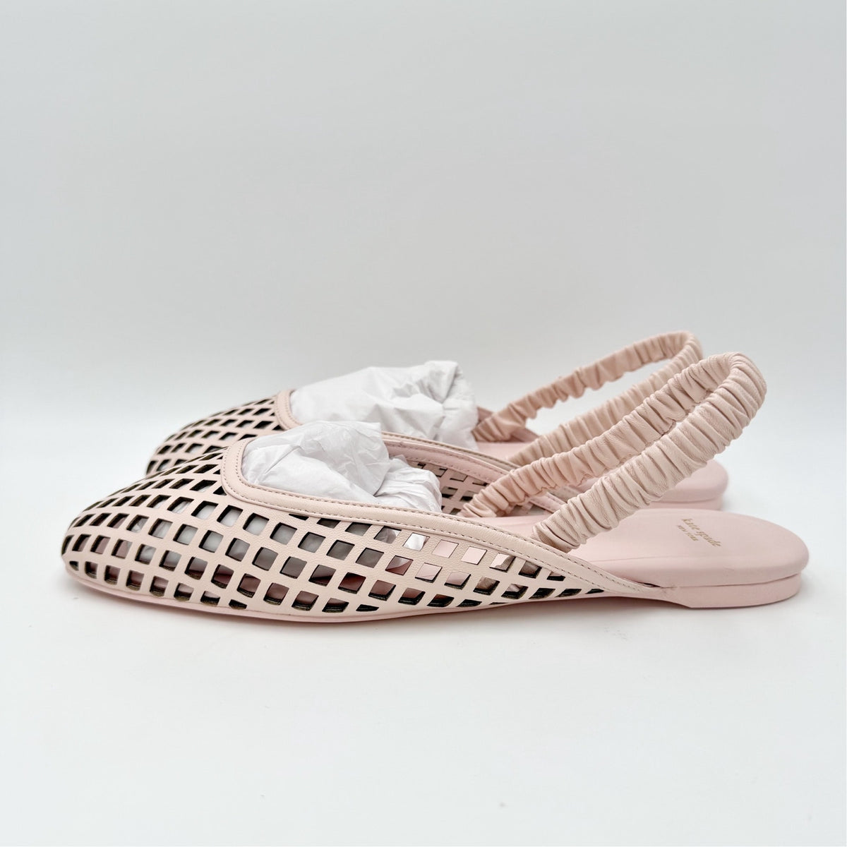 Kate Spade Womens Eloise Slingback Flats Size 9 B Pink Leather Laser Cutout NIB