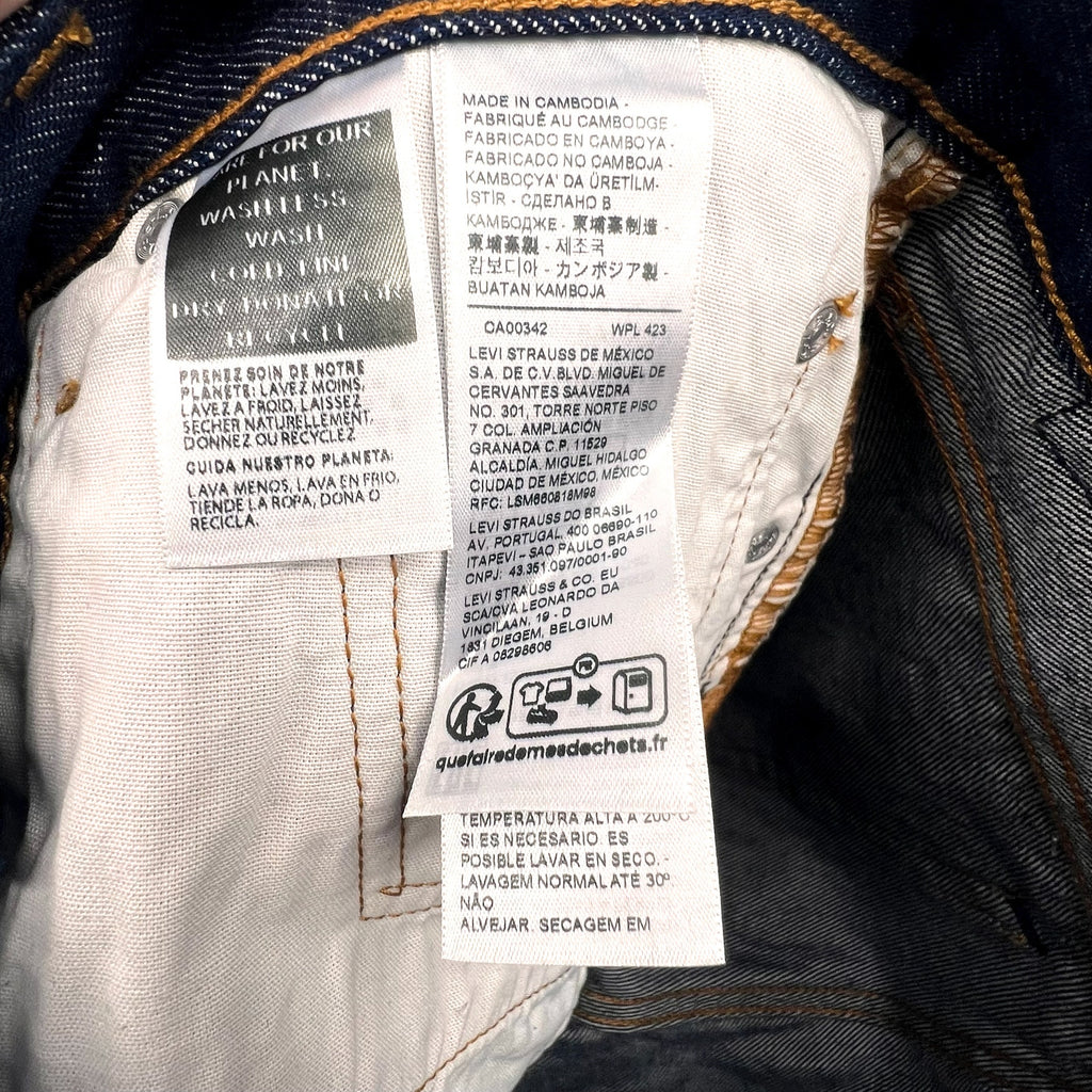 LEVI'S Women 501 Original Fit Selvedge Jean 27x32 US 4 Rinsey Dark 125010560 NWT
