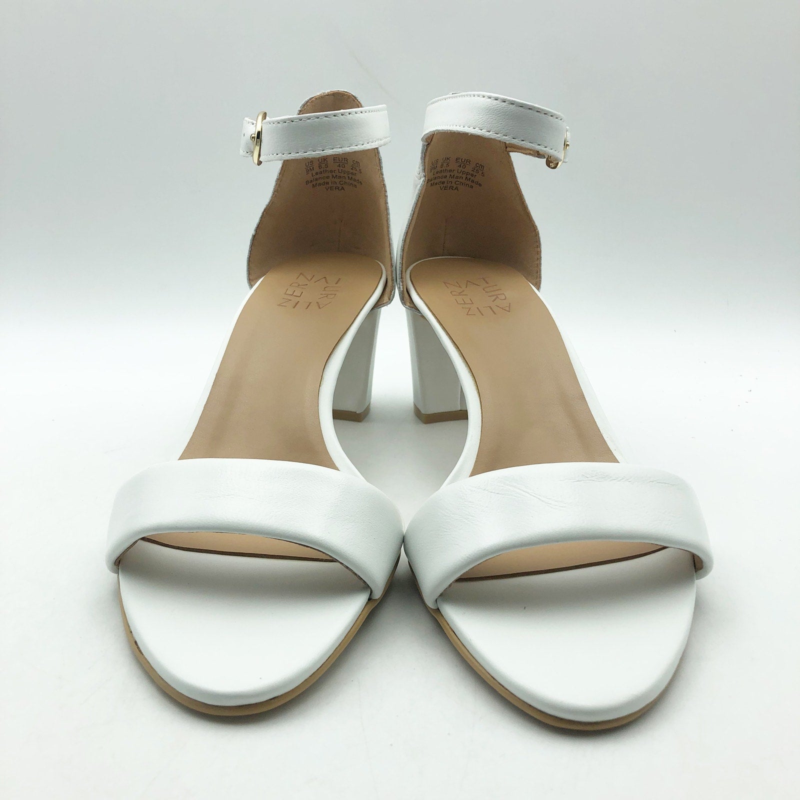 Naturalizer Womens Vera Sandals US 9 M EU 40 White Block Heel NWB