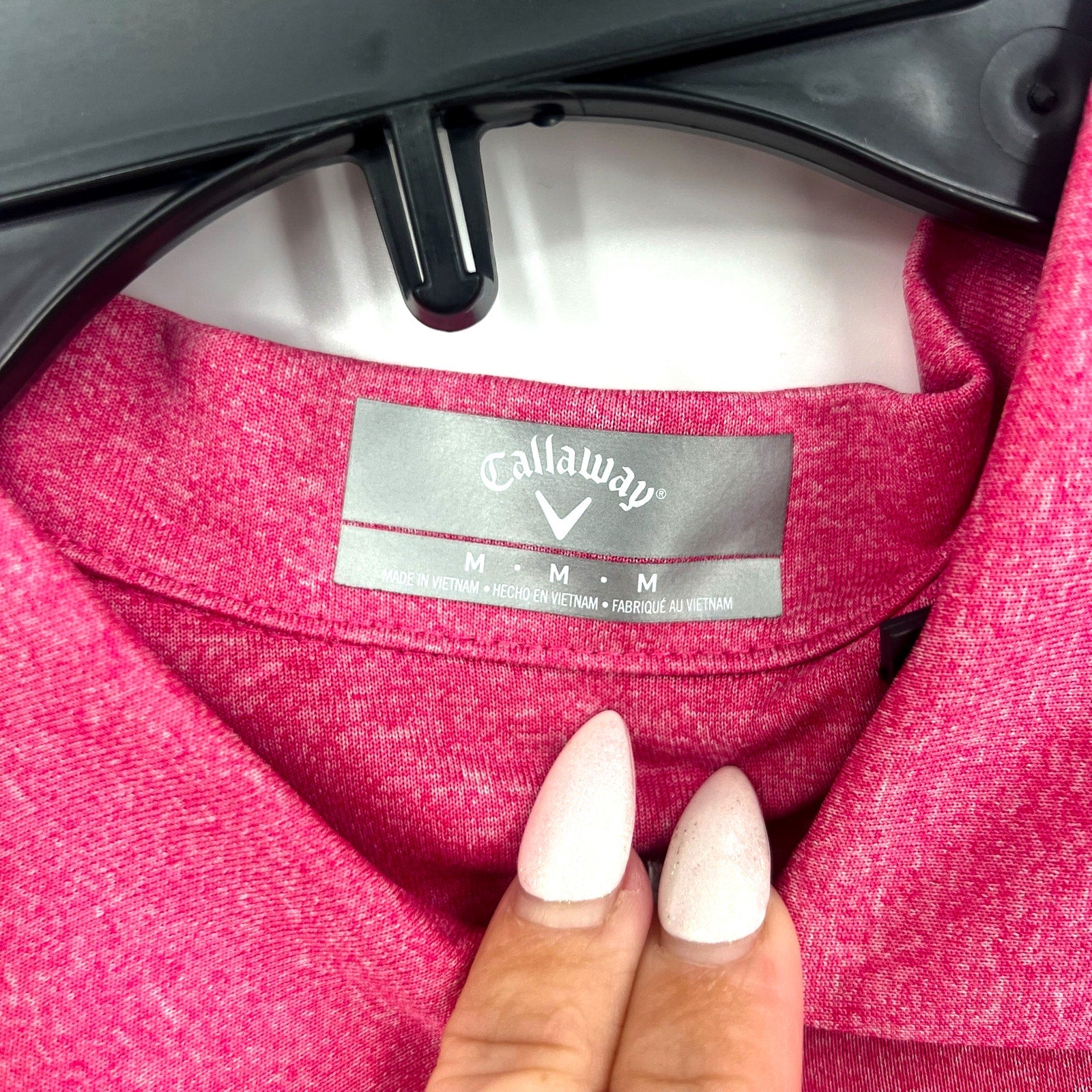 CALLAWAY Womens Golf Polo Shirt Medium Pink Quarter Zip Short Sleeve NWT