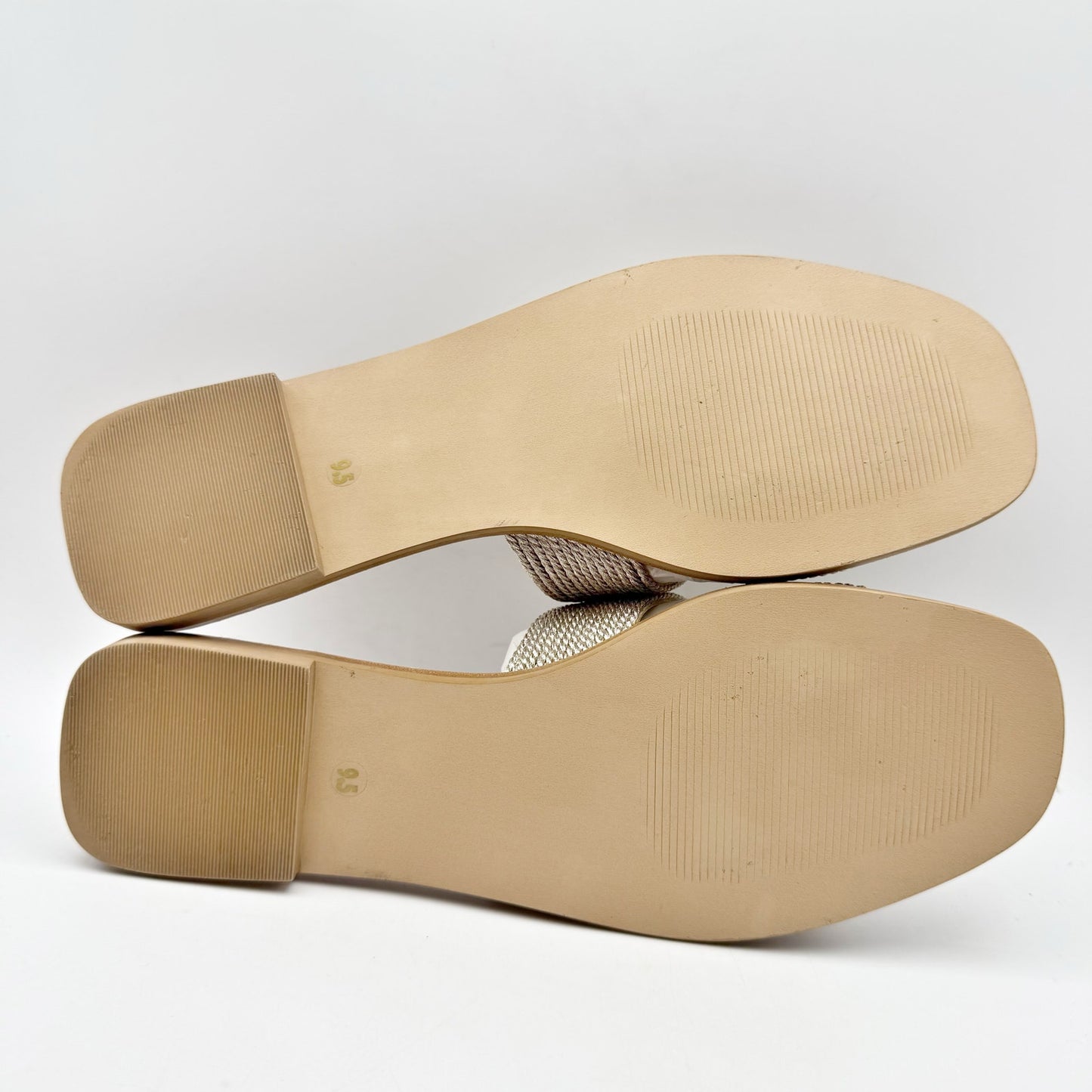 Steve Madden Womens Hadyn Braided Slide Sandals US 9.5 M Tan Metallic NIB