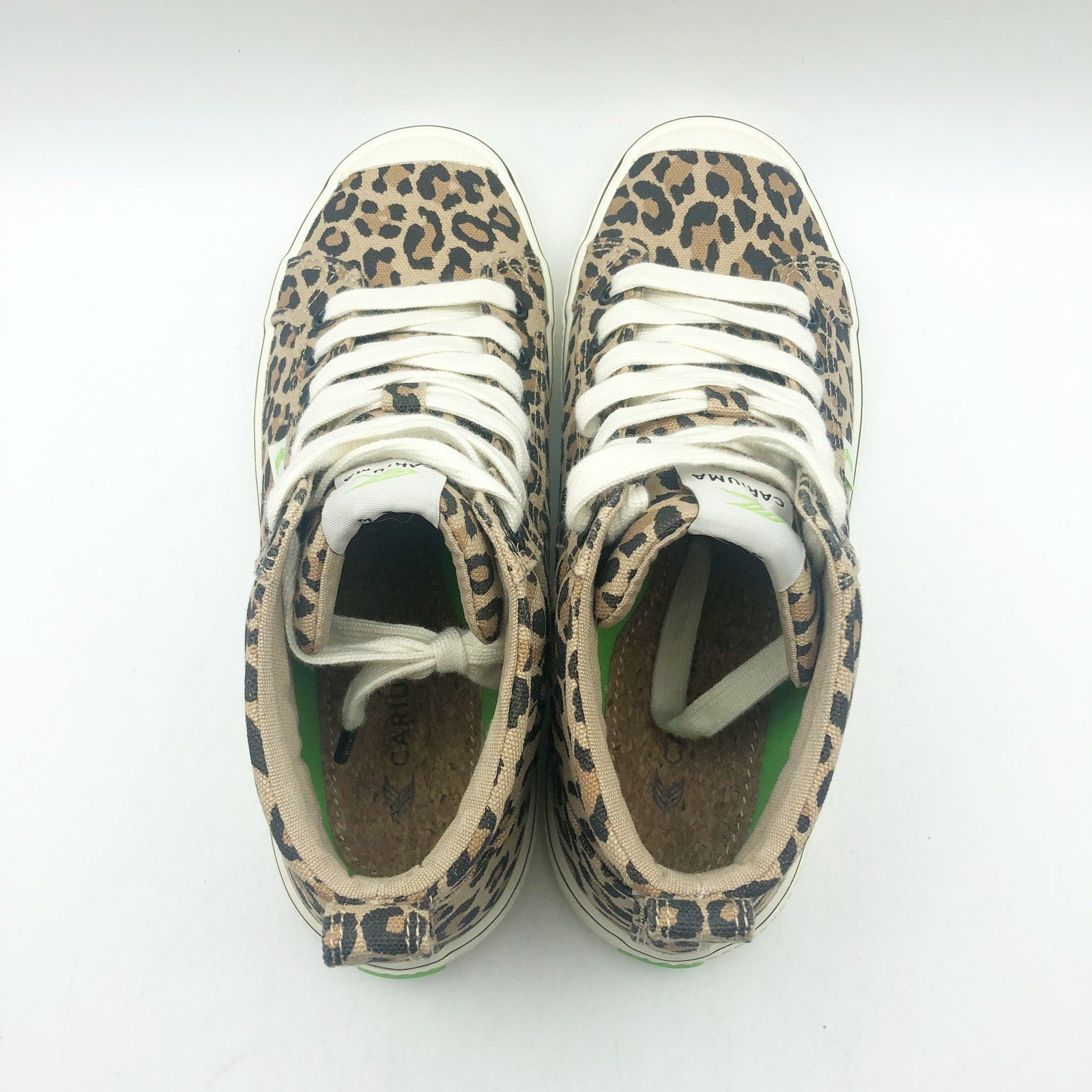 Cariuma Women's OCA High Stripe Sneaker Size 8.5 Tan Brown Leopard Canvas NIB