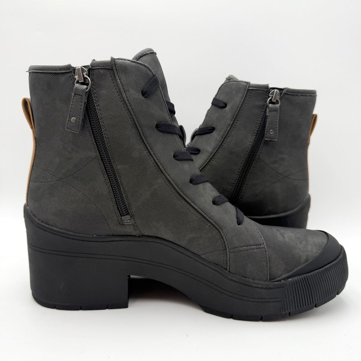 Dr. Scholls Womens Time Off Up Platform Ankle Boot US 11 Black Vegan Leather NIB