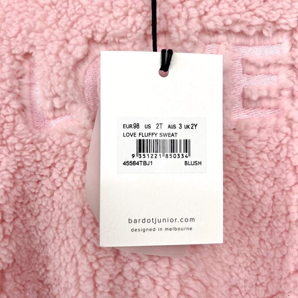 BARDOT JUNIOR Girl's Love Fluffy Sweatshirt 2T Blush Pink Hoodie NWT