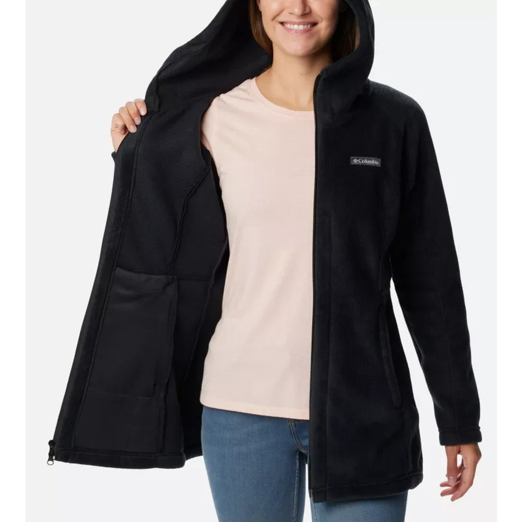 COLUMBIA Women's Benton Springs II Long Fleece Hoodie Jacket Small Black NWT