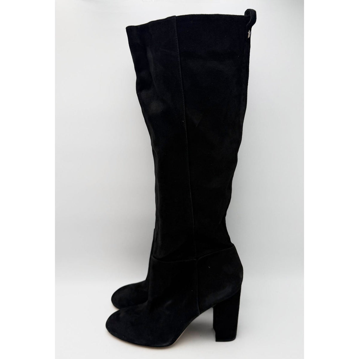 Sam Edelman Womens Caprice Heeled Knee High Boots Size 7.5 Black Suede NWOB