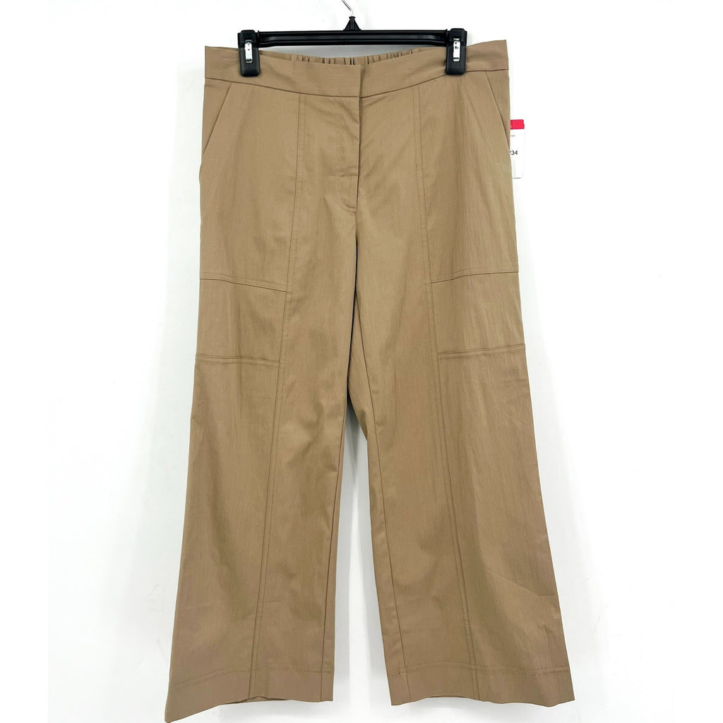 ELLIOT LAUREN Womens Wide Leg Crop Pants Size 8 Tan Driftwood Elastic Waist NWT