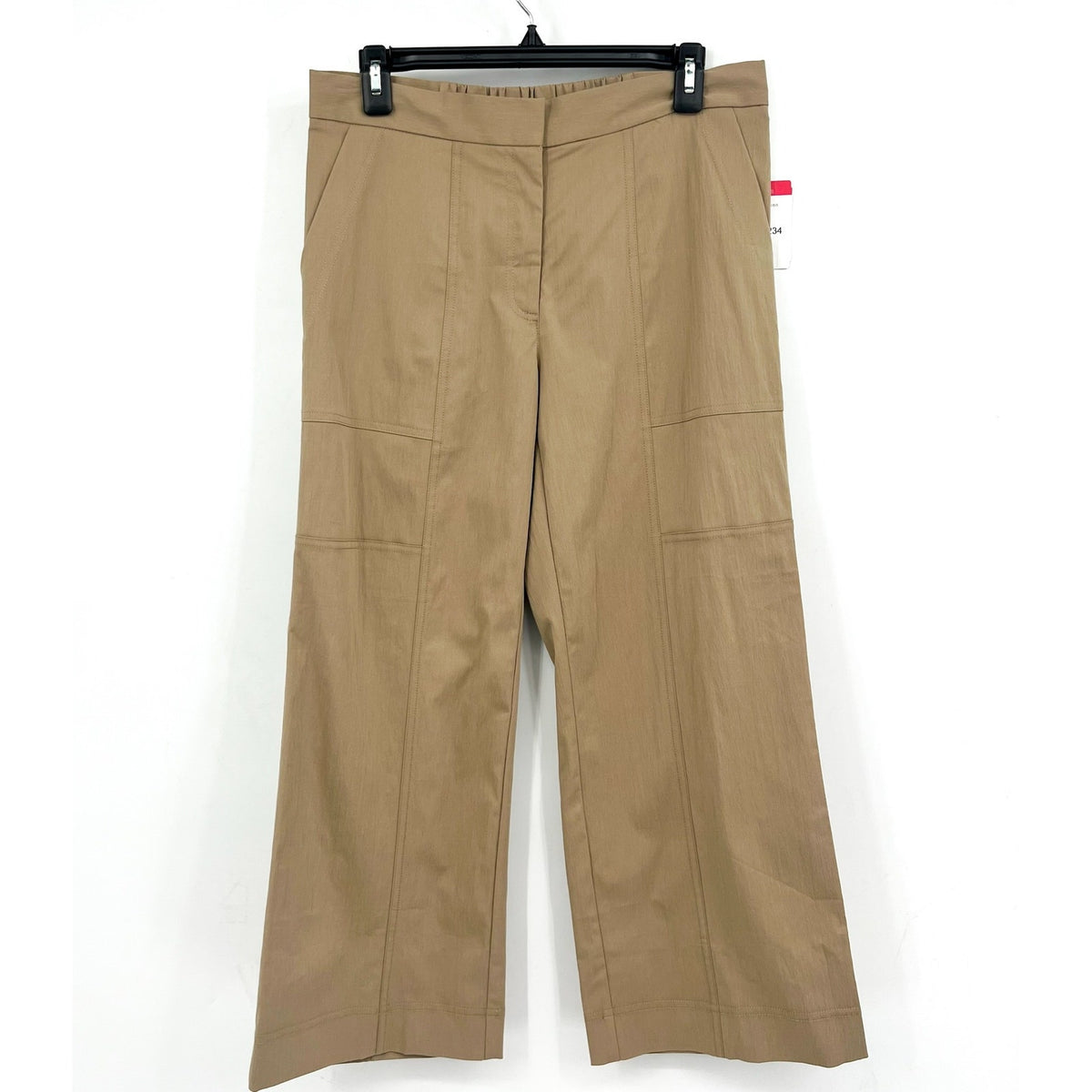 ELLIOT LAUREN Womens Wide Leg Crop Pants Size 8 Tan Driftwood Elastic Waist NWT