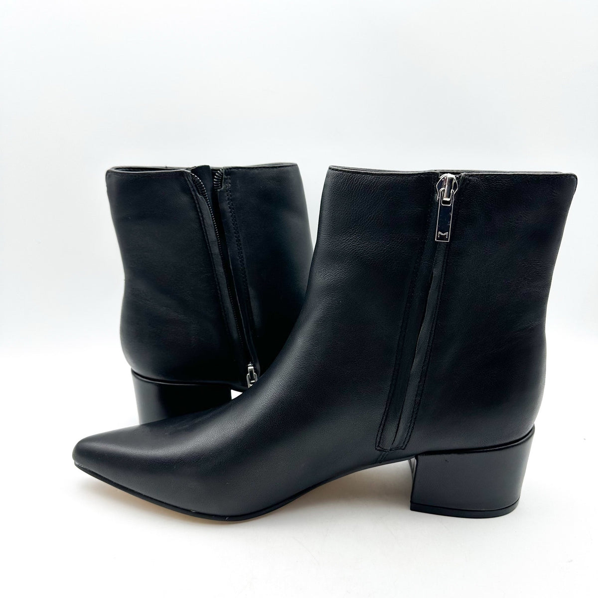 Marc Fisher LTD Womens Leonna Ankle Boots Size 8.5 M Black Leather Heels NWOB
