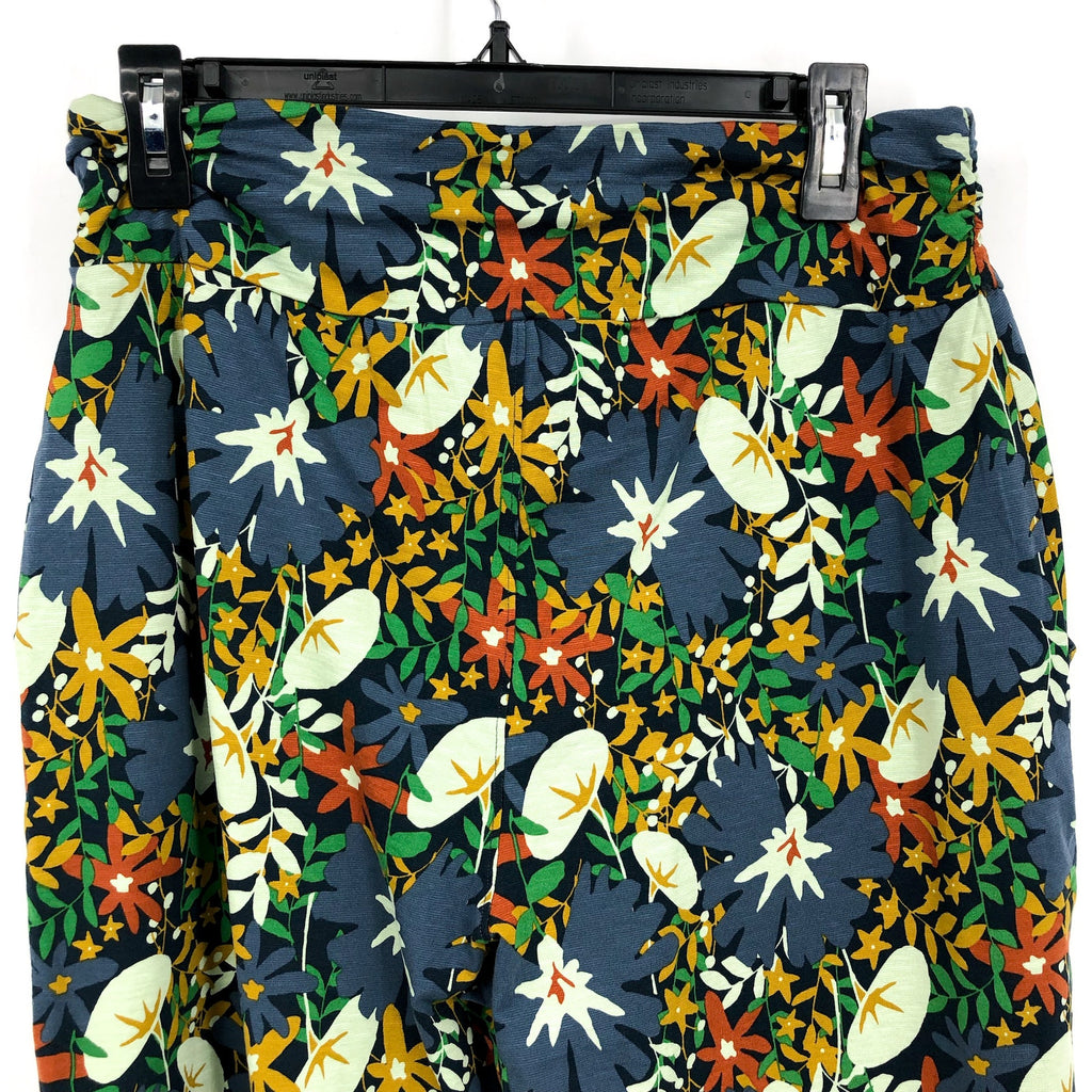 TOAD & CO Women's Chaka Wide Leg Pants Large Blue Midnight Floral Pull-On NWT