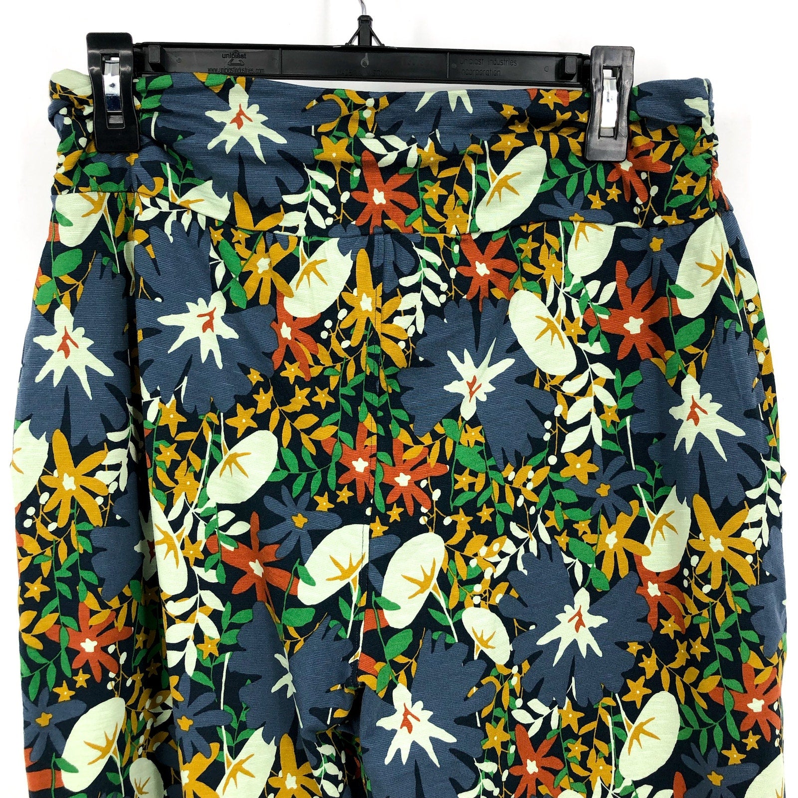 TOAD & CO Women's Chaka Wide Leg Pants Large Blue Midnight Floral Pull-On NWT