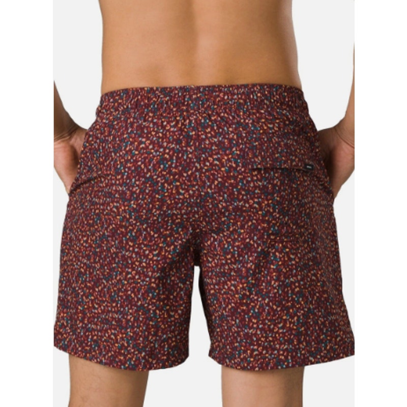 PRANA Men's Plunge Swim Shorts Large Red Cacao Alotta Dots 6" Inseam Liner NWT