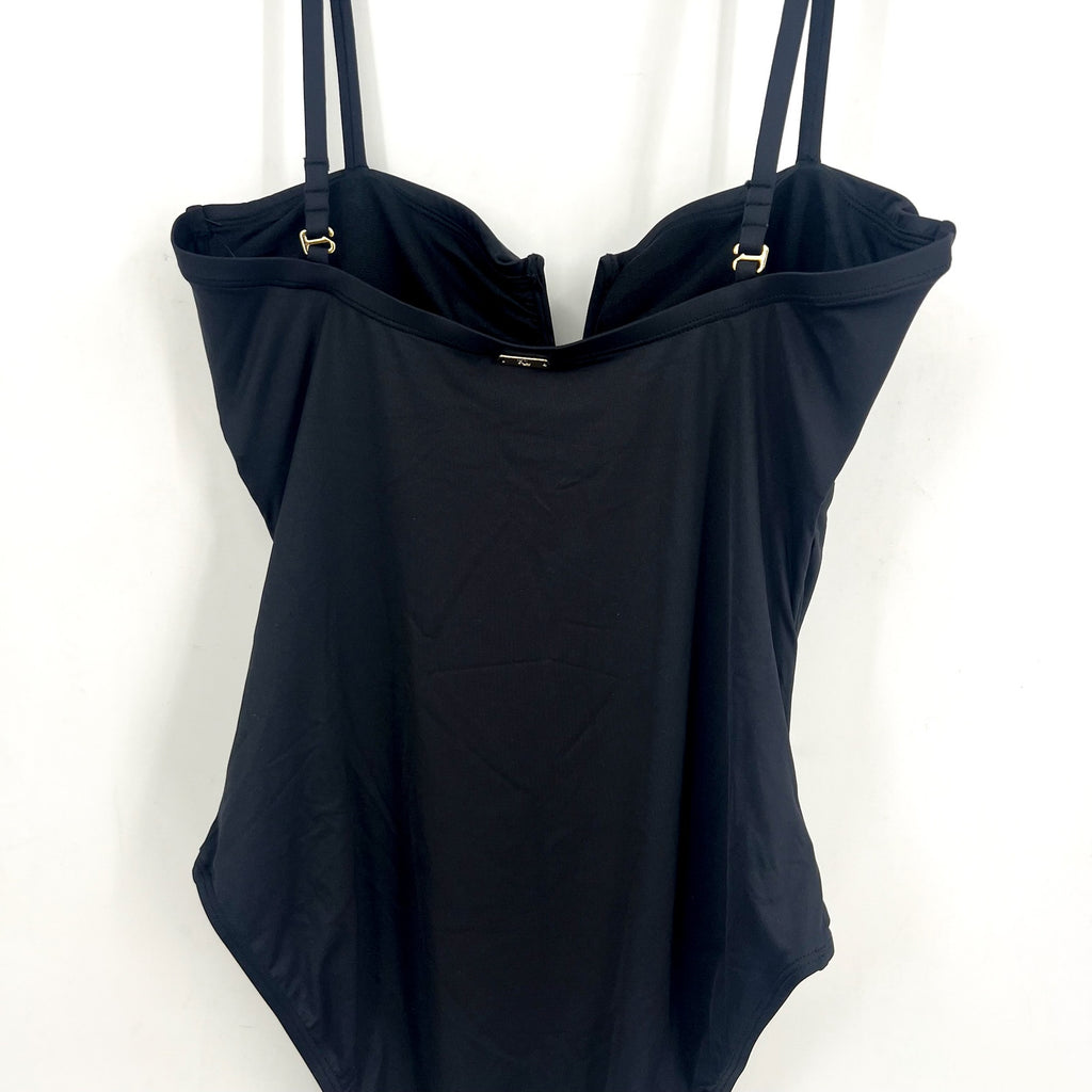 LAUREN RALPH LAUREN Solids V Wire One Piece Swimsuit Size 14 Black NWT