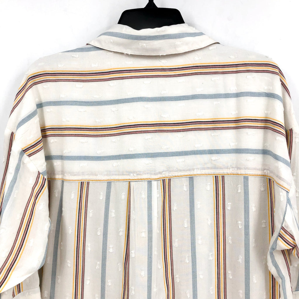 KUT FROM THE KLOTH Zuma Stripe Shirt Small Ivory Gold Rose Buttons NWOT