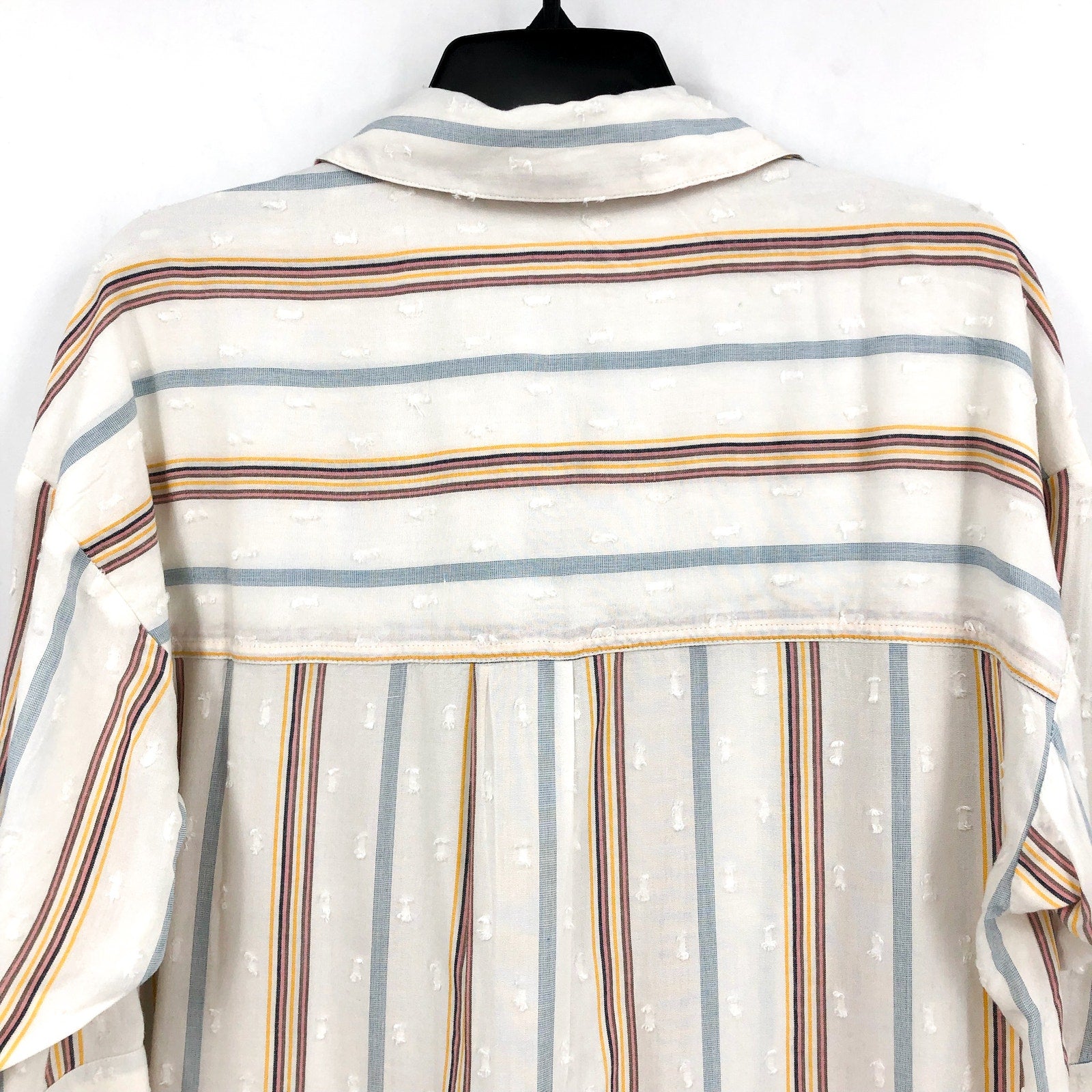 KUT FROM THE KLOTH Zuma Stripe Shirt Small Ivory Gold Rose Buttons NWOT