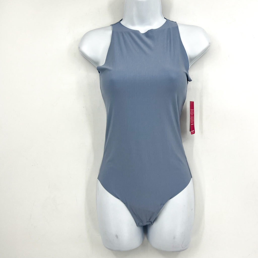 COMMANDO Women's Butter Crewneck Tank Bodysuit Small Blue Pool Stretch NWT
