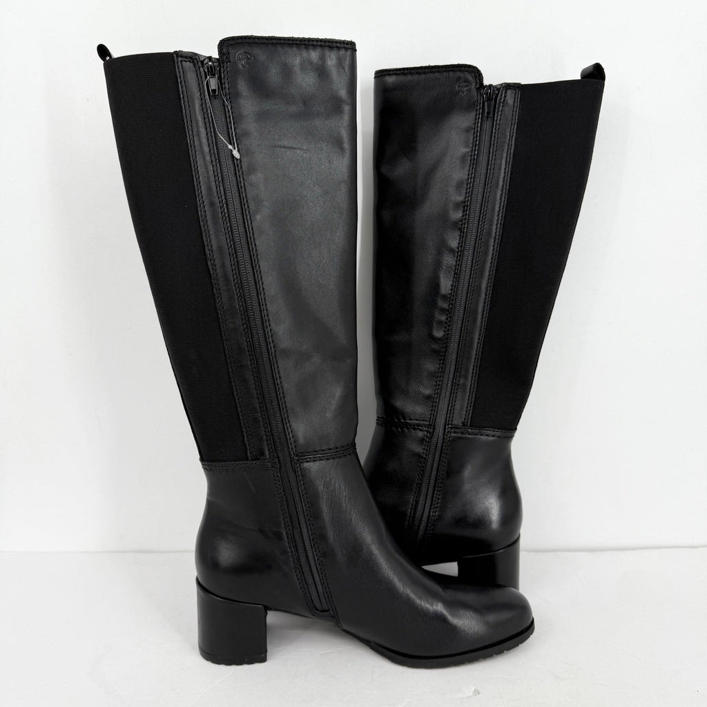 Naturalizer Womens Brent Knee High Boots 10 Wide Black Leather Weatherproof NWOB