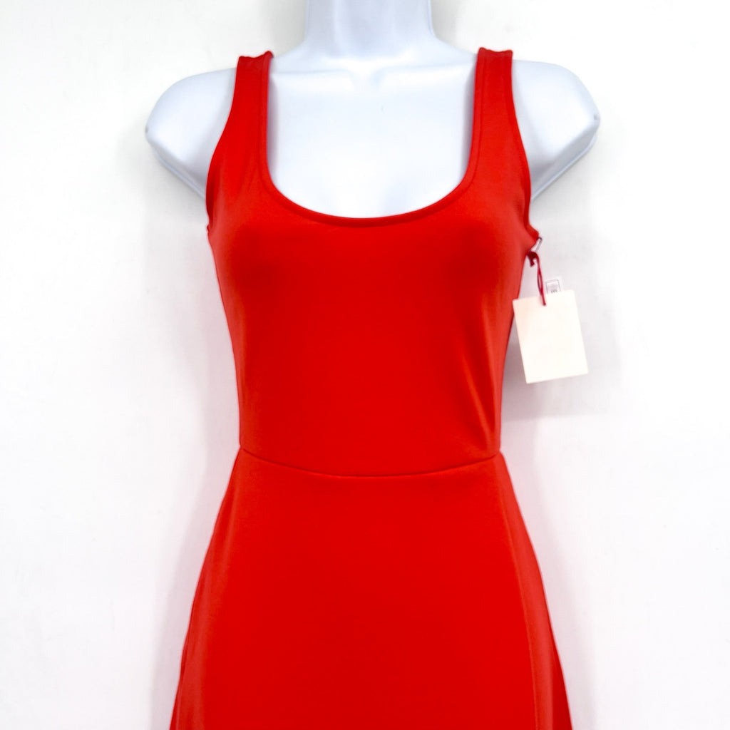OPEN EDIT Women's Scoop Neck Midi Tank Dress XXS Orange Sleeveless Bodycon NWT