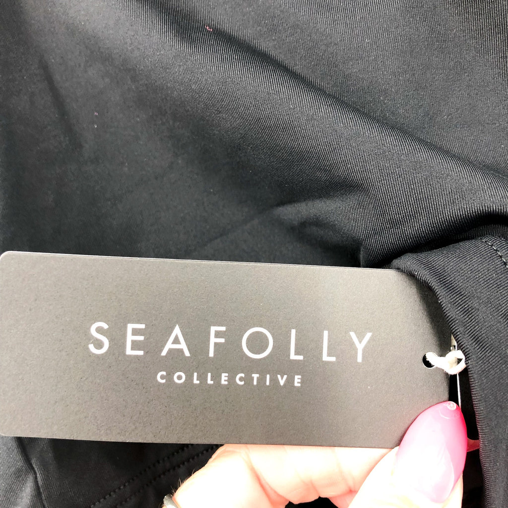 SEAFOLLY Women's Roll Top Boyleg Swim Bottom Size 10 Black NWT