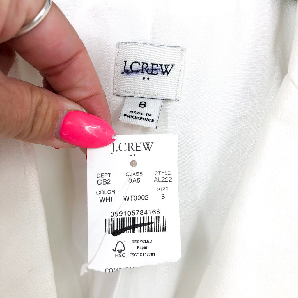 J.CREW Women's Holland Blazer Size 8 White One-Button Linen-blend AL222 NWT