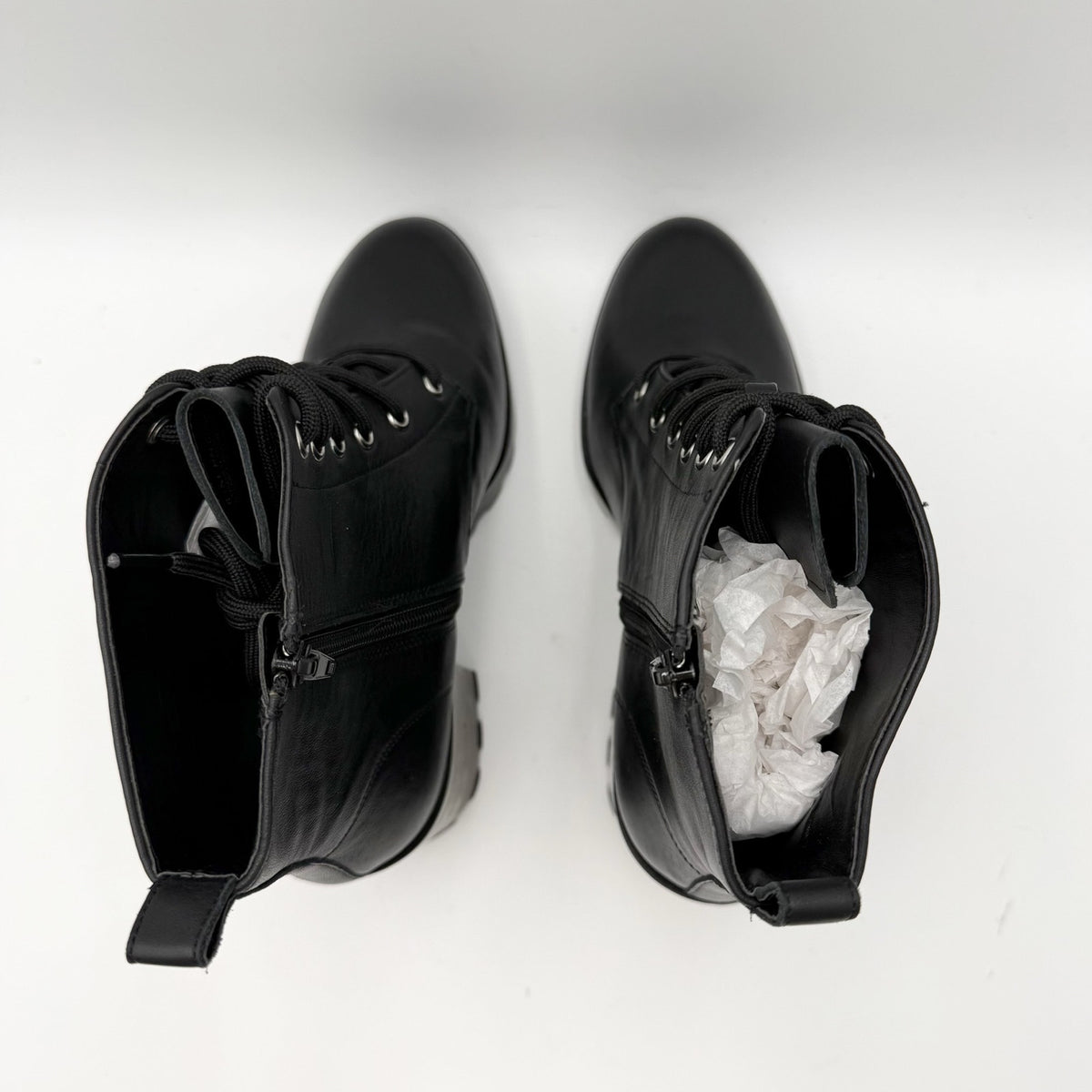 BP. Womens Masson Heeled Booties Size 8.5 M Black Leather Lace Up NWOB