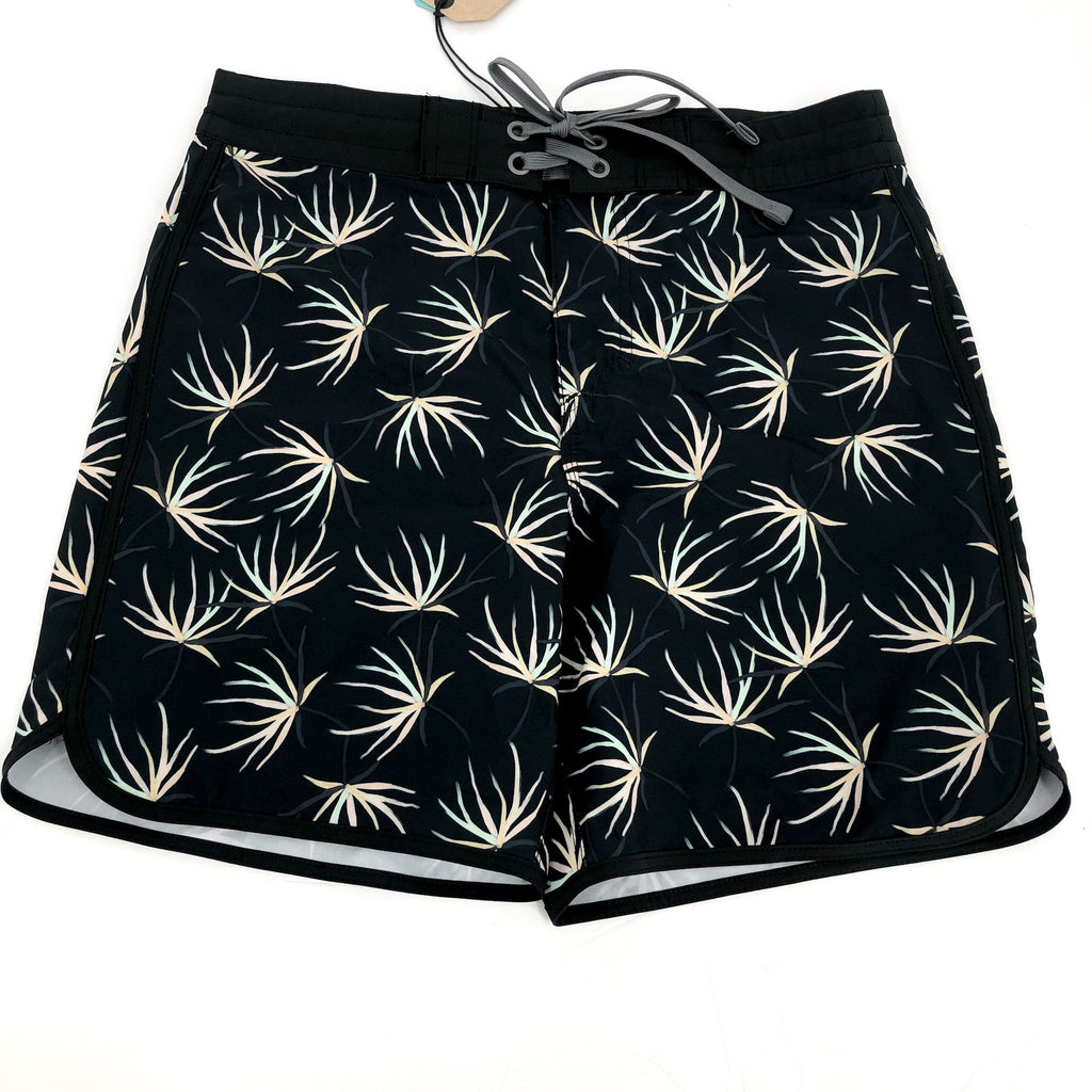 PRANA Men's Vintage Boardshorts XL 36 Black Bloom 8" Inseam Drawstring NWT
