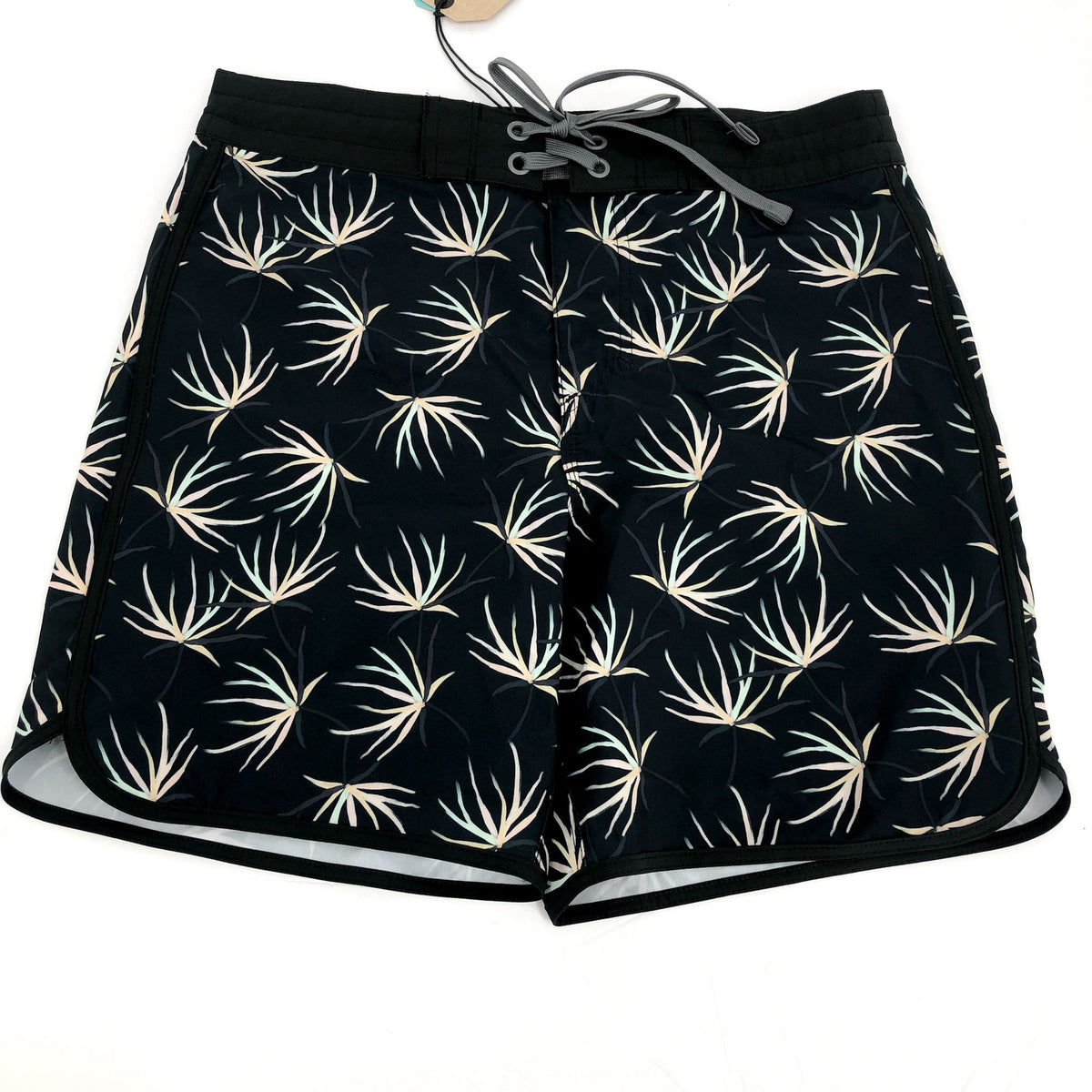 PRANA Men's Vintage Boardshorts XL 36 Black Bloom 8" Inseam Drawstring NWT