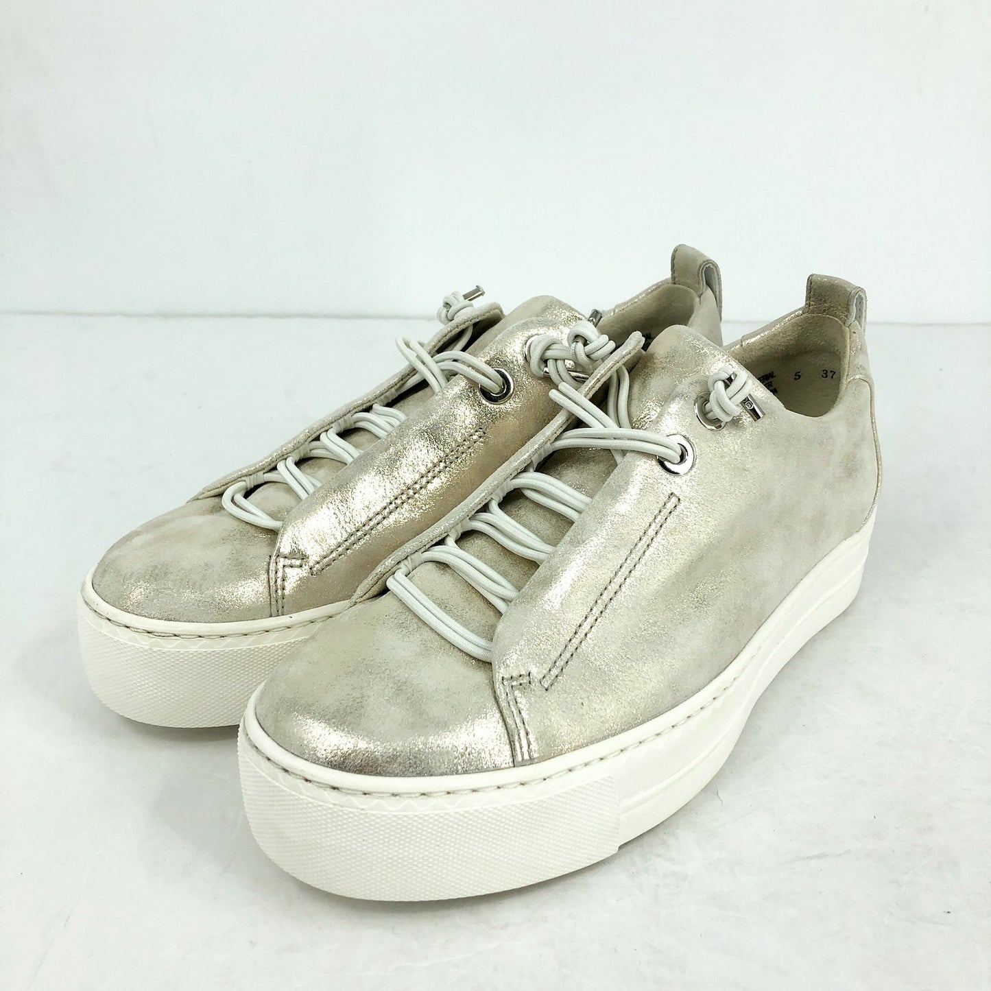 Paul Green Women Super Soft Faye Sneaker US 7.5 EU 37 Metallic Gold Leather NWOB