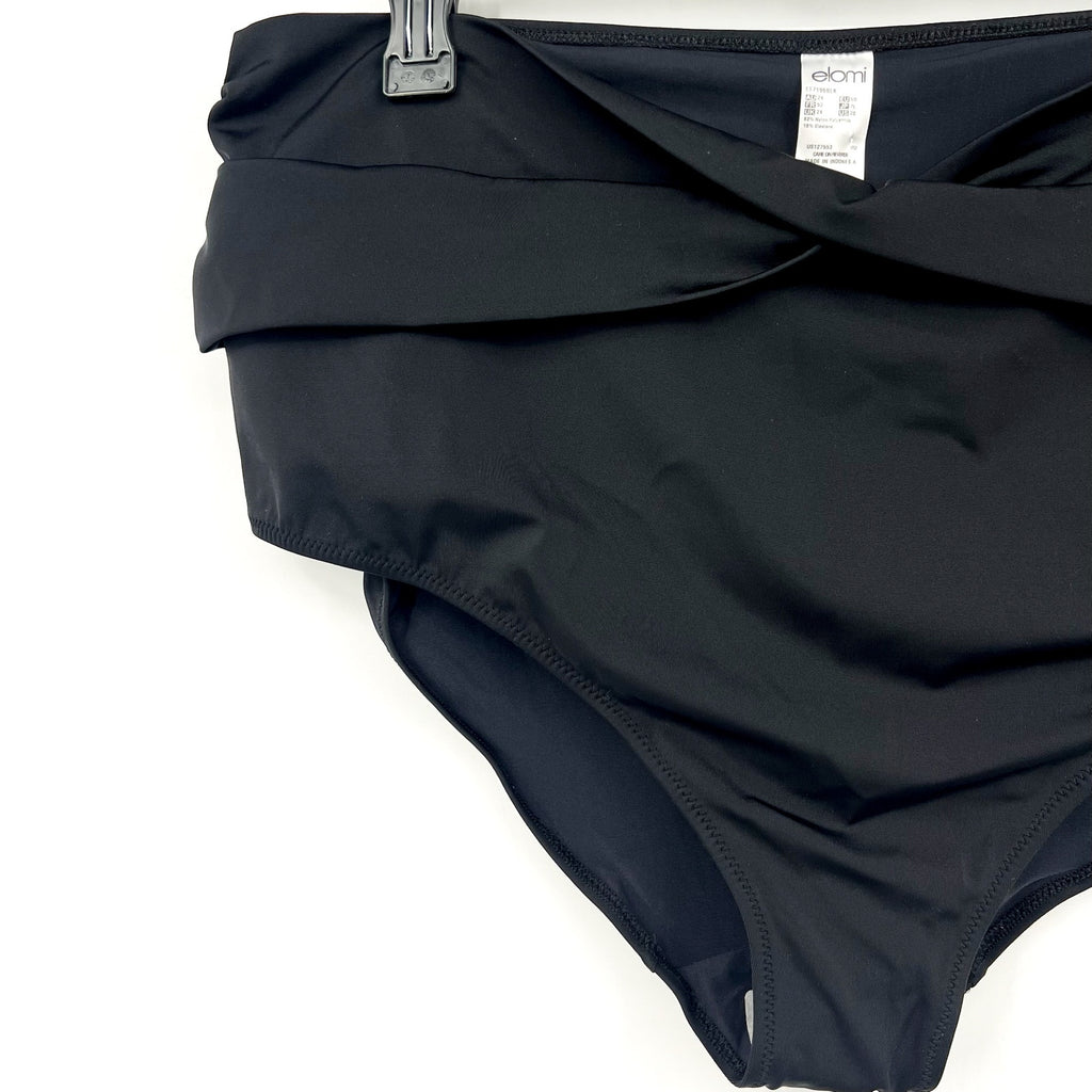 ELOMI Women's Magnetic Twist Front Swim Bottom Size 20 Black High Waist NWT