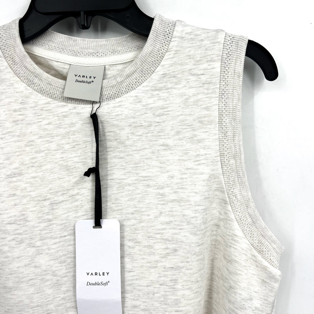 VARLEY Womens Shea Crop Tank Top Small Ivory Marl Crewneck Sleeveless Zipper NWT