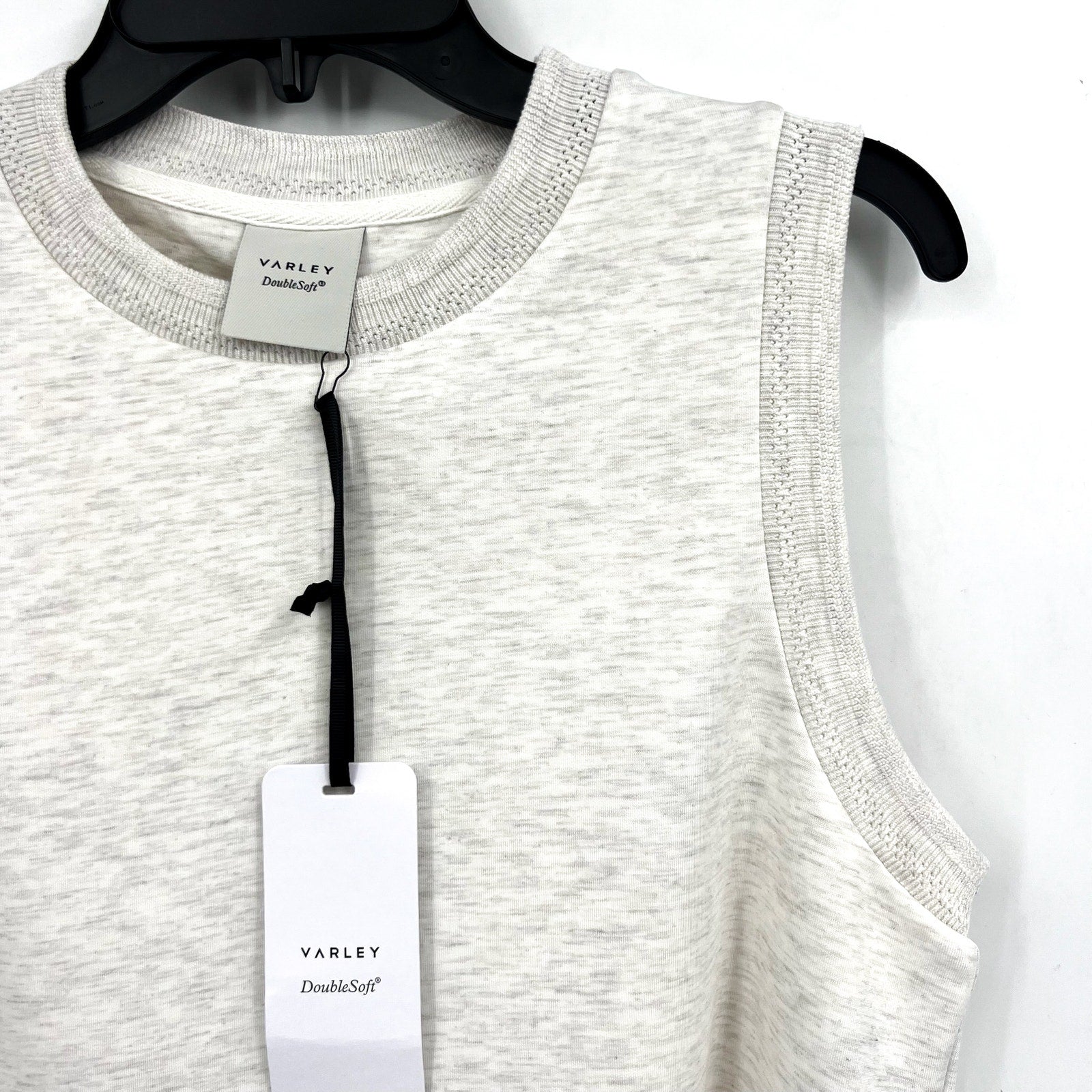 VARLEY Womens Shea Crop Tank Top Small Ivory Marl Crewneck Sleeveless Zipper NWT