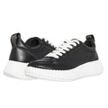 Steve Madden Womens Shock Casual Sneaker US 7.5 M Black Leather Lace-Up NIB