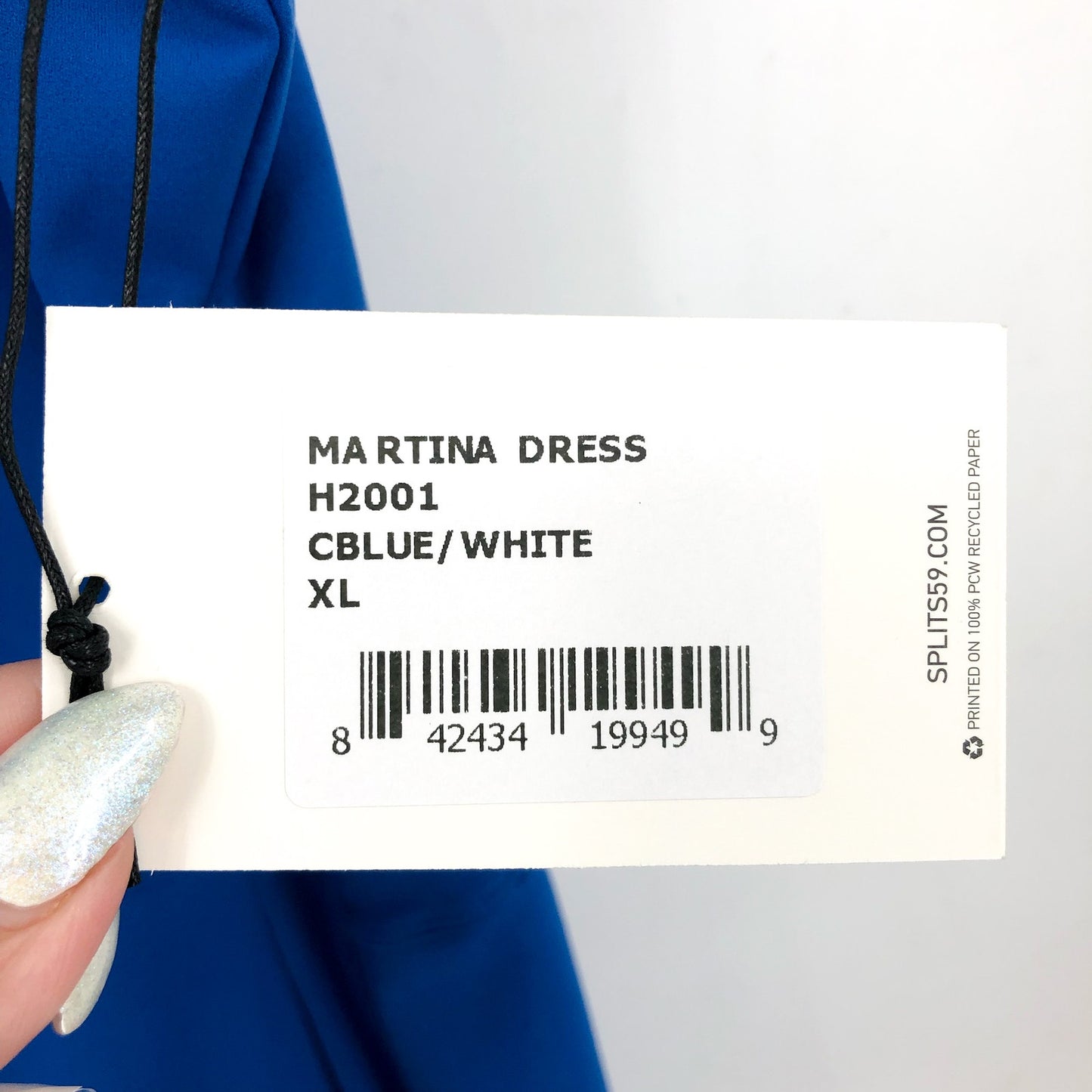 SPLITS59 Womens Martina Rigor Dress XL Classic Blue WHITE Scoop Neck NWT