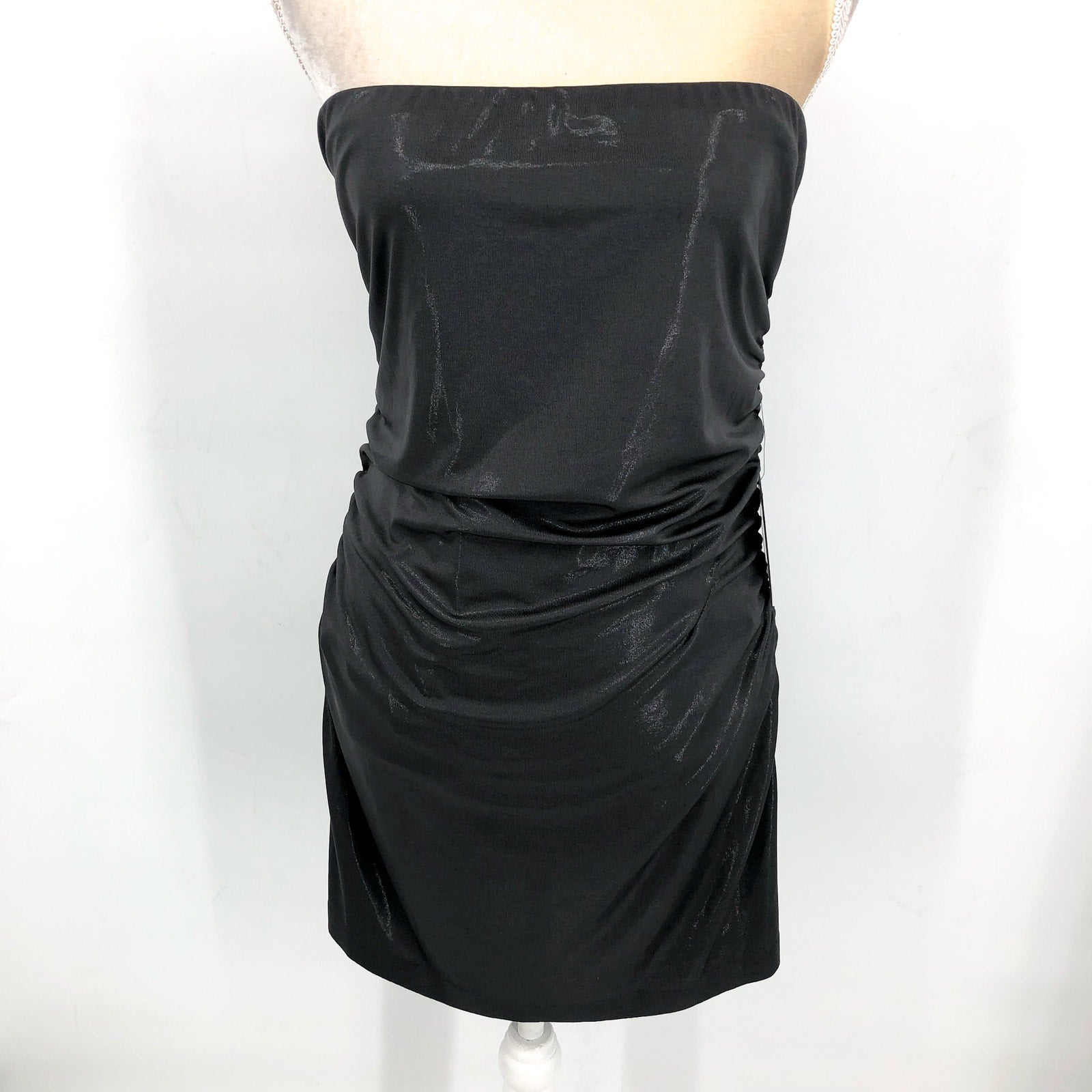 NORMA KAMALI Women's Strapless Pickleball Mini Dress XL 42 Gray Charcoal NWT