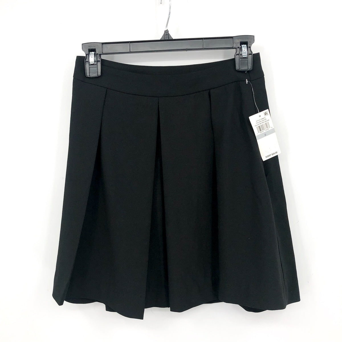 CECE Women's Pleated Mini A-Line Skirt Size 0 Rich Black Stretch Lined NWT