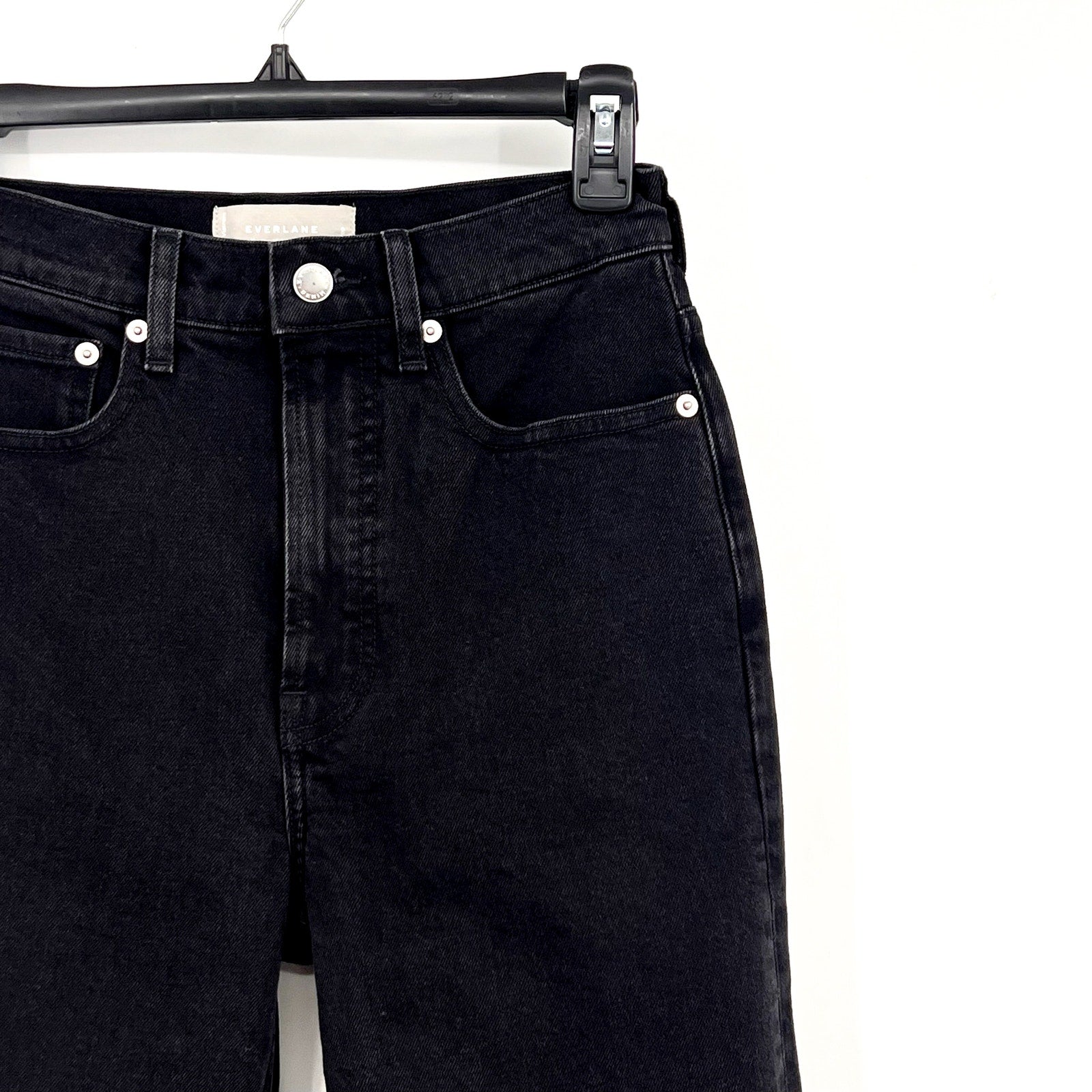 EVERLANE Womens Way-High Sailor Jeans Size 25 US 0 Crop Coal Black Wide Leg NWT