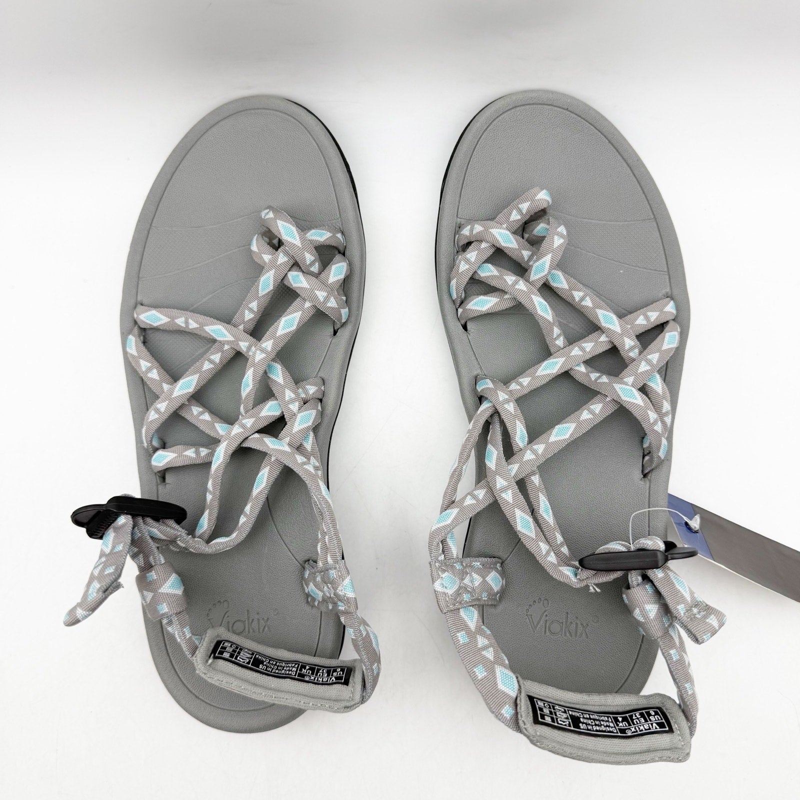 Viakix Womens Siena Hiking Sandals US 6 EU 37 Grey Black Water Resistant NIB