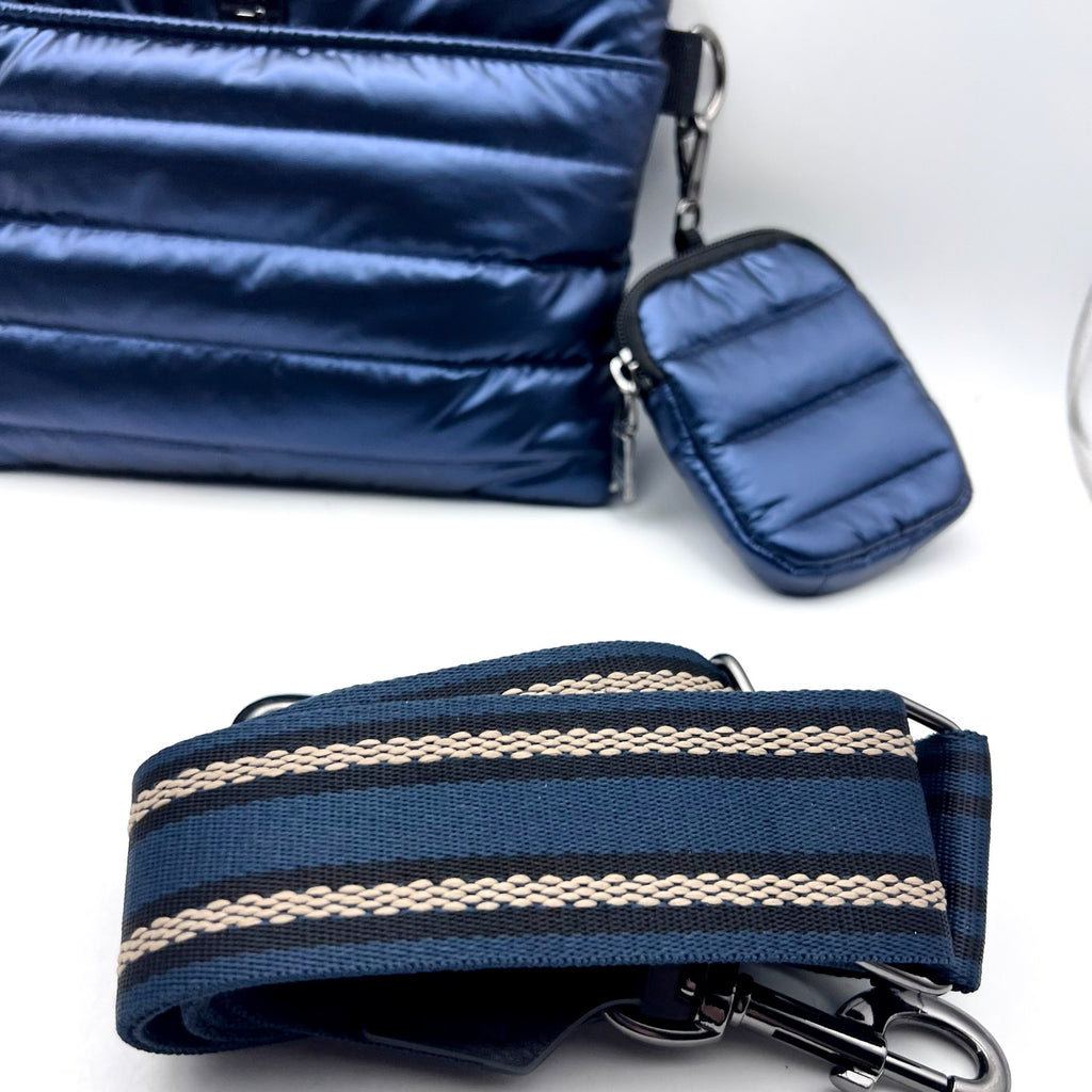 THINK ROYLN Quilted Downtown Crossbody Bag Blue Pearl Indigo NWT