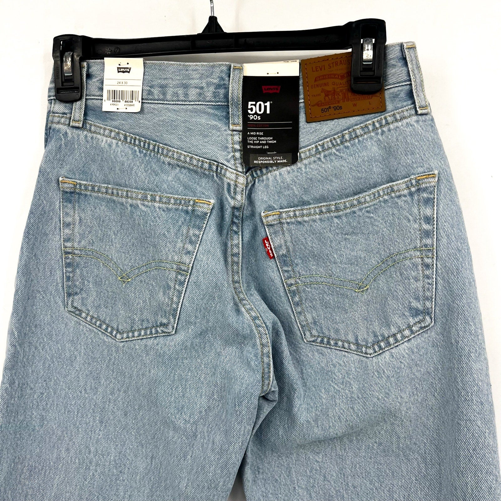 LEVI'S Womens 501 ‘90s Straight Jeans 24x30 Size 00 Ever Afternoon A19590011 NWT