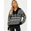 BEACH RIOT Womens Monterey Jacquard Quarter Zip Sweater XS Black Tribal NWT